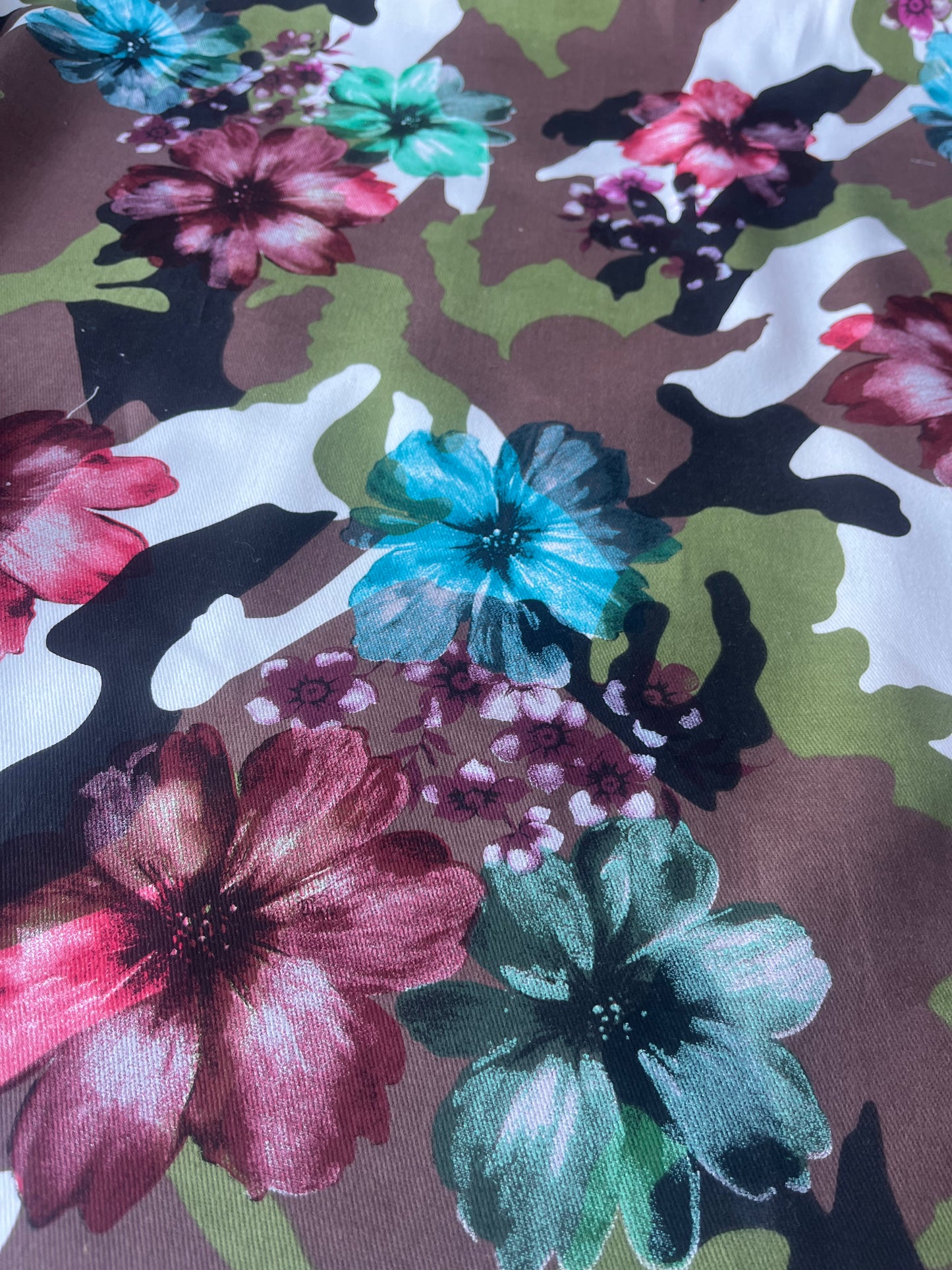 ALAN 018 cotton twill stretch camouflage+flowers