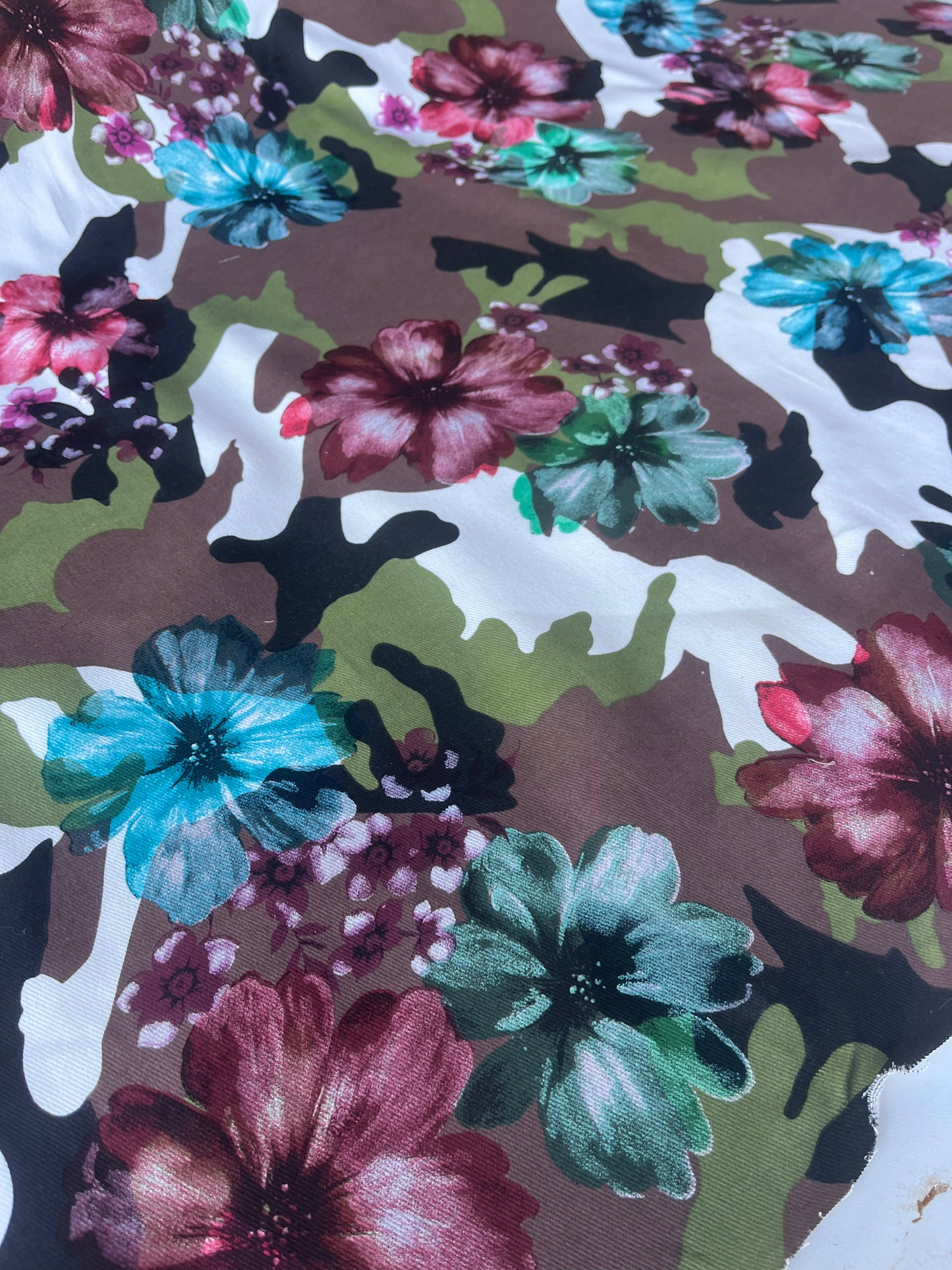 ALAN 018 cotton twill stretch camouflage+flowers