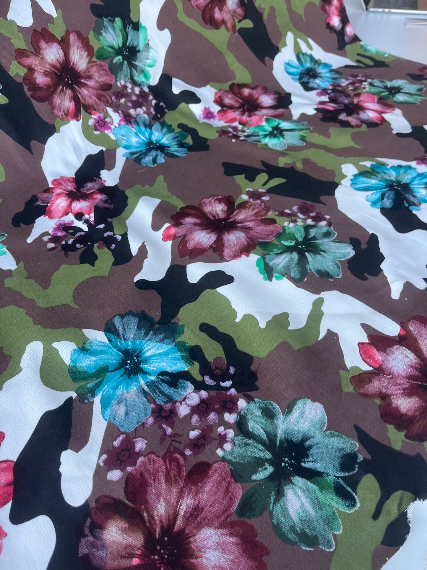 ALAN 018 cotton twill stretch camouflage+flowers