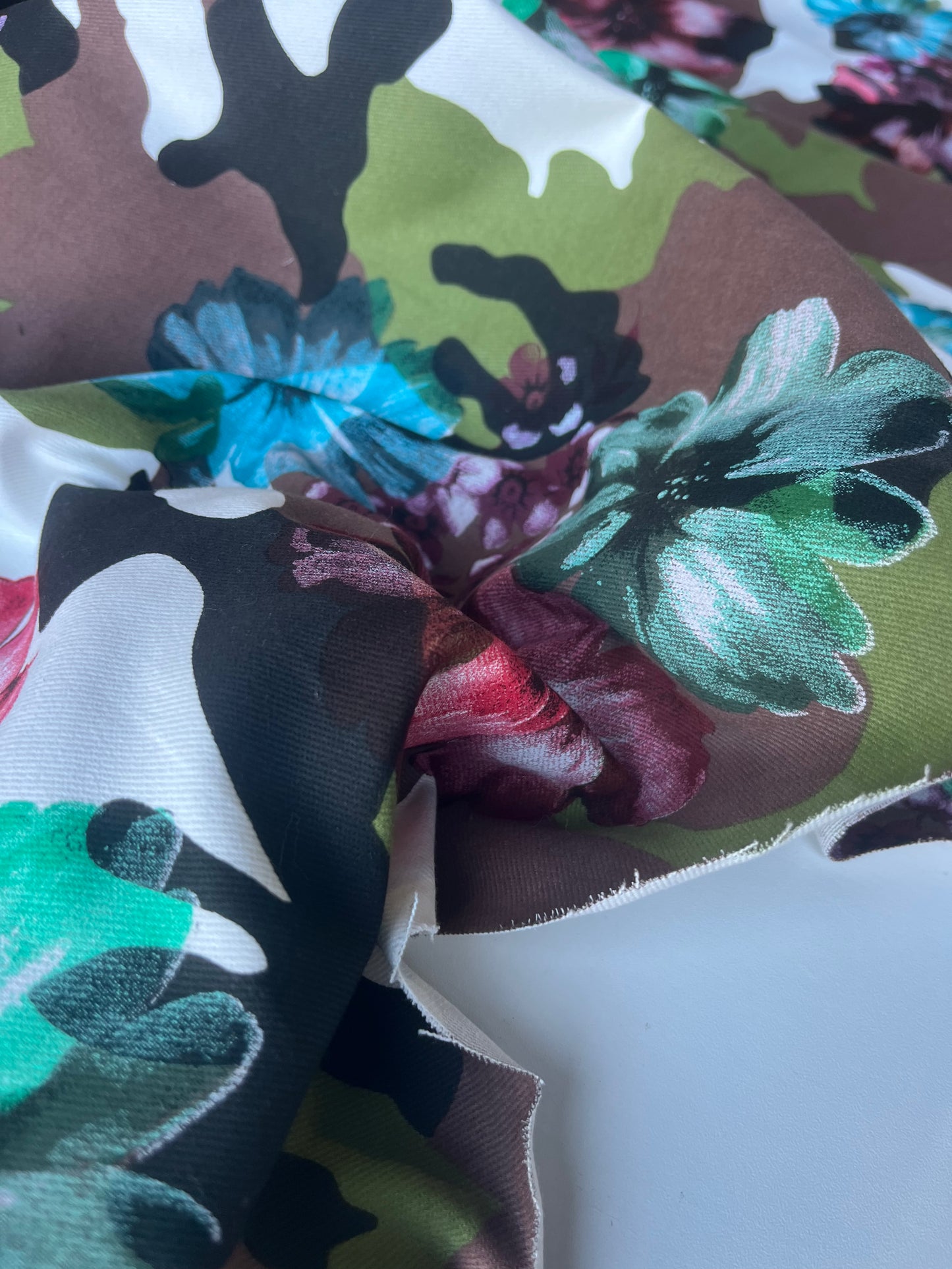 ALAN 018 cotton twill stretch camouflage+flowers