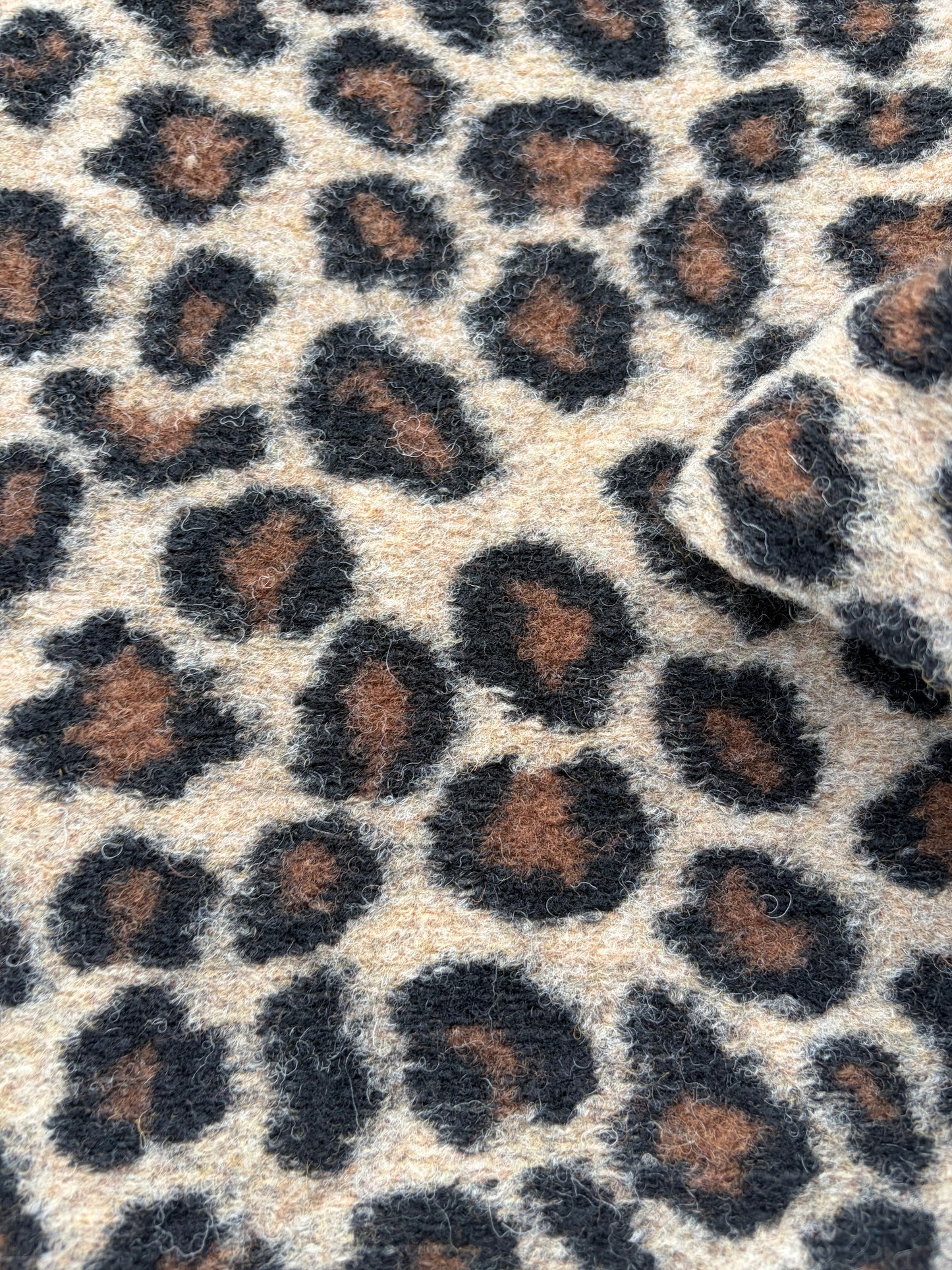 WILD WOOL 007 black/sand leopard heavy boiled wool
