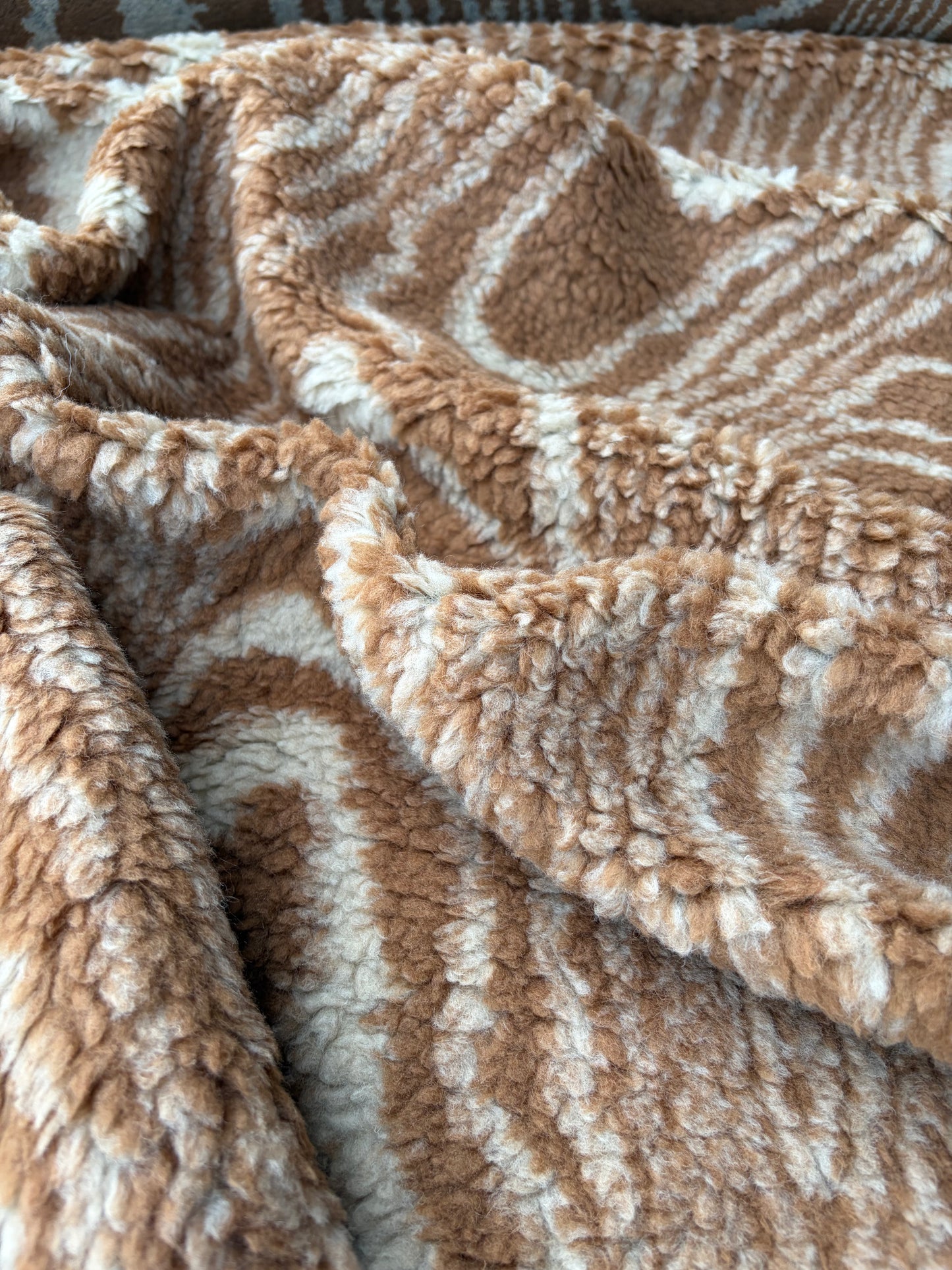 WILD WOOL 009 cognac/sand zebra heavy boiled wool