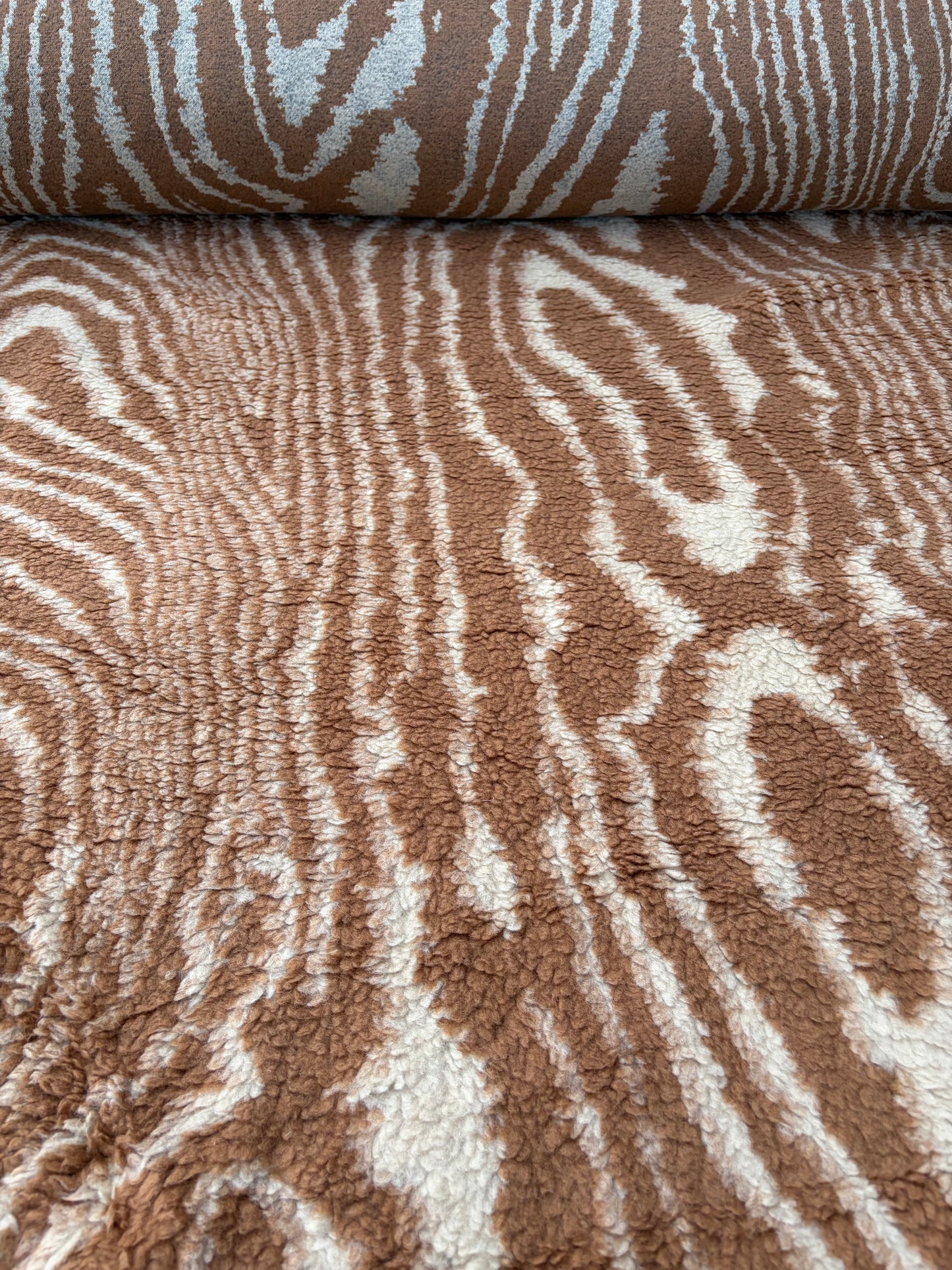 WILD WOOL 009 cognac/sand zebra heavy boiled wool