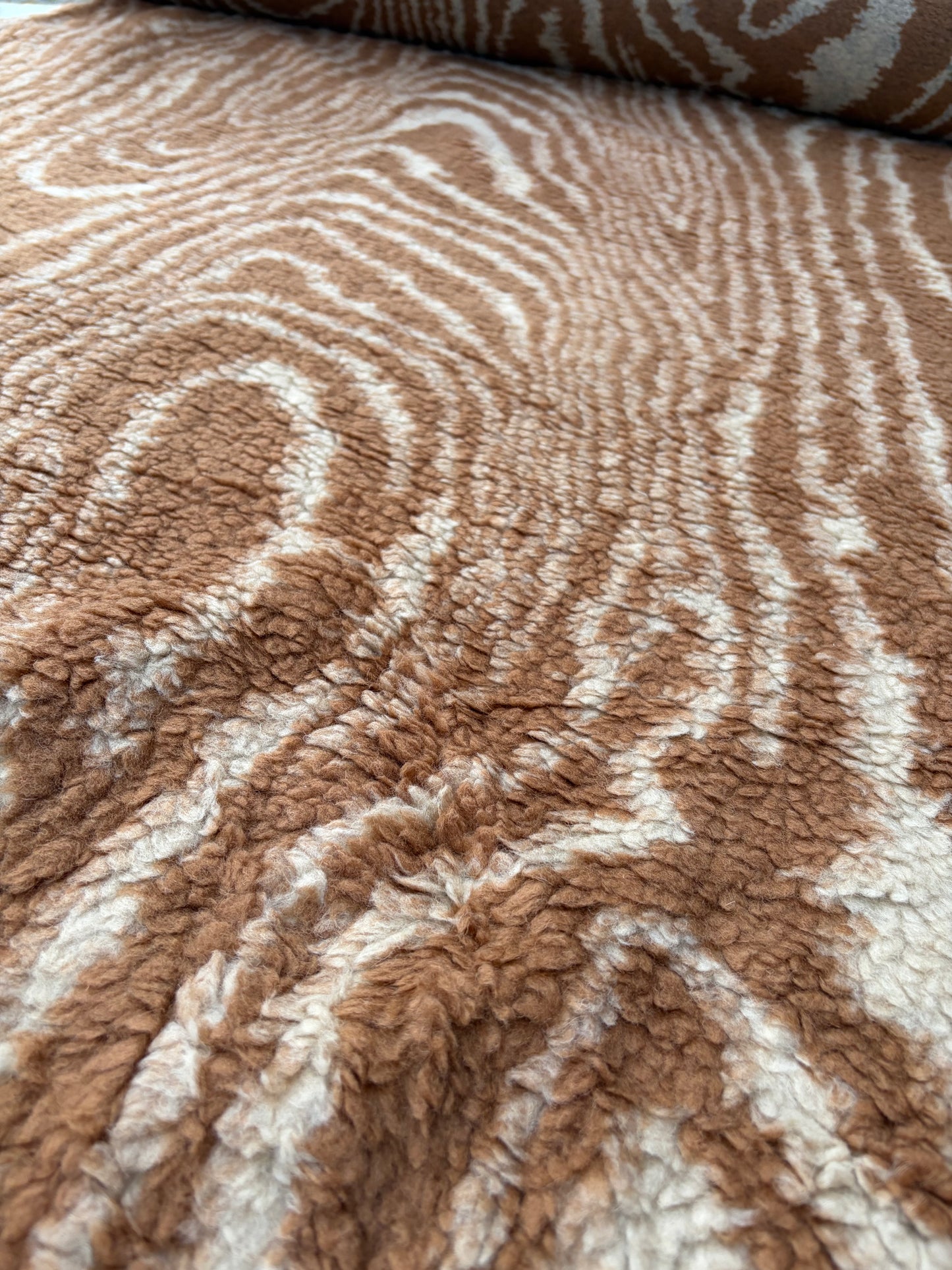 WILD WOOL 009 cognac/sand zebra heavy boiled wool