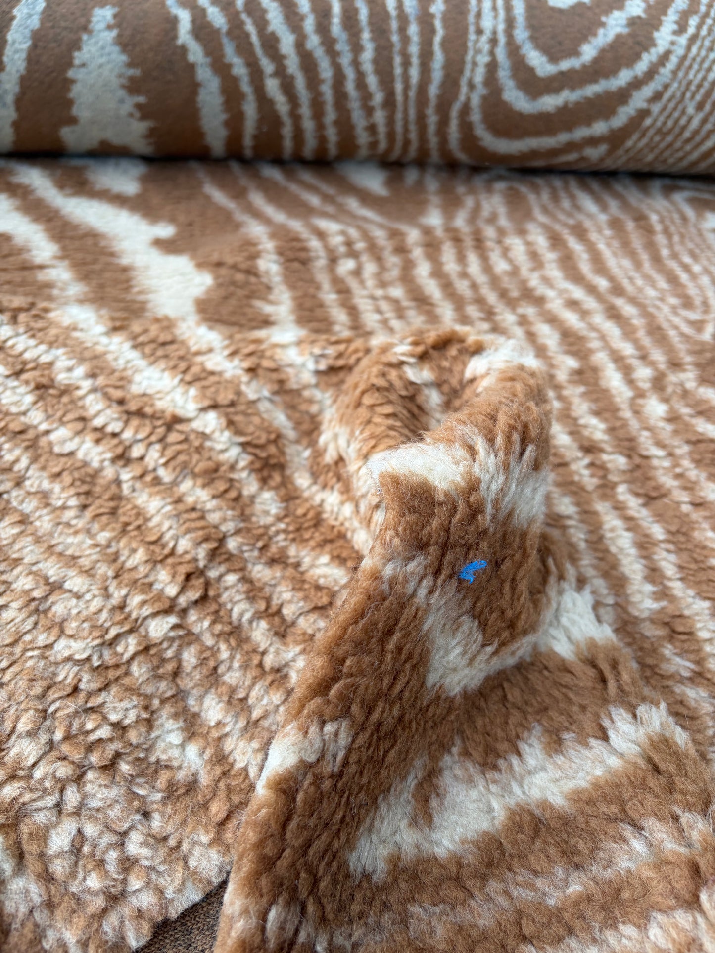 WILD WOOL 009 cognac/sand zebra heavy boiled wool