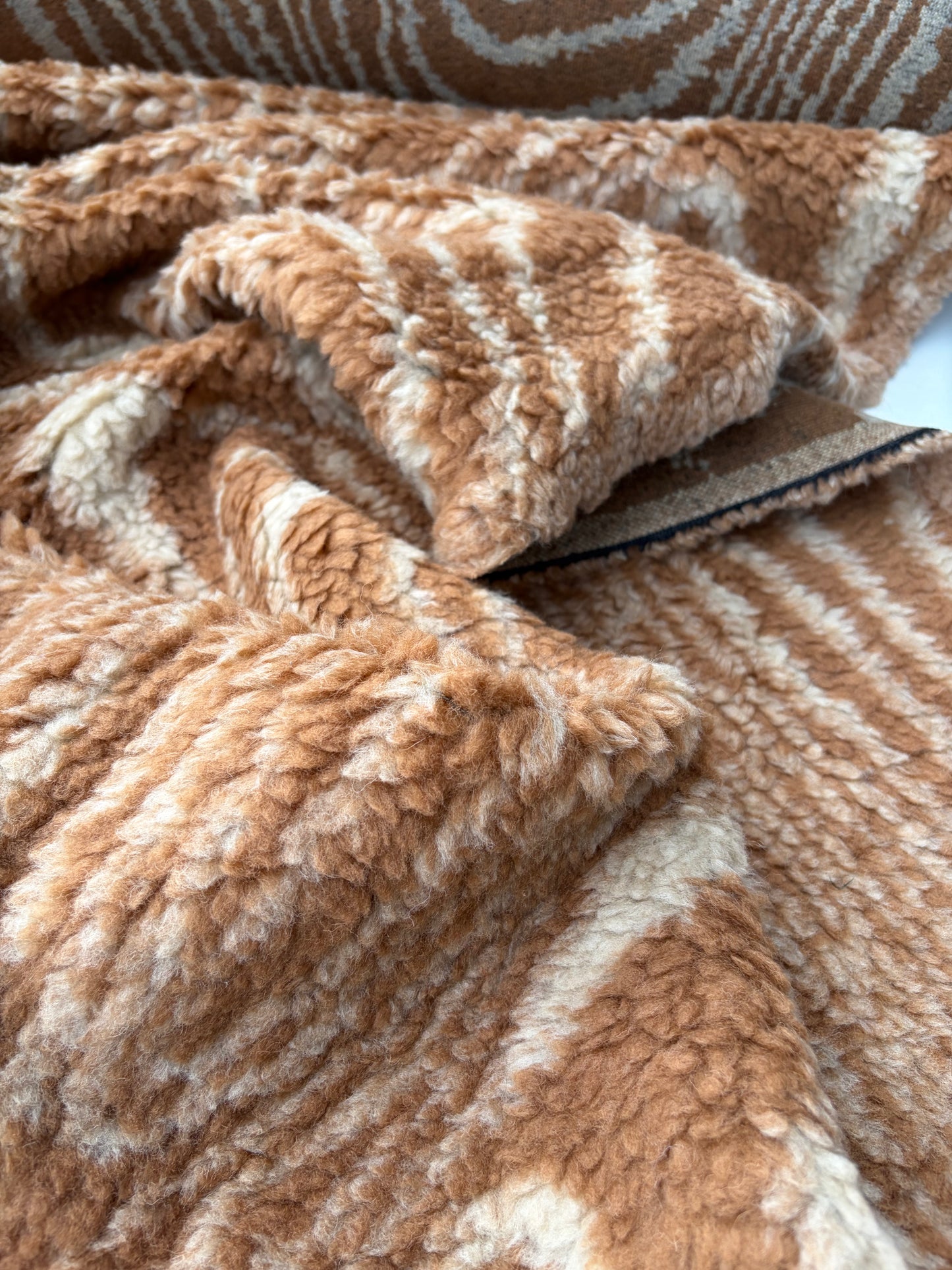 WILD WOOL 009 cognac/sand zebra heavy boiled wool