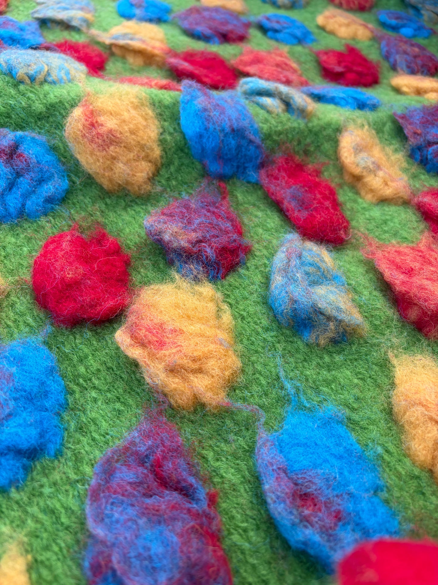 WILD WOOL 015 heavy boiled wool with applicated flower design