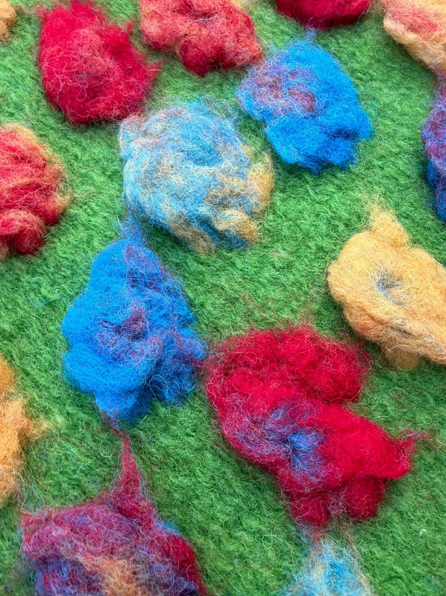 WILD WOOL 015 heavy boiled wool with applicated flower design