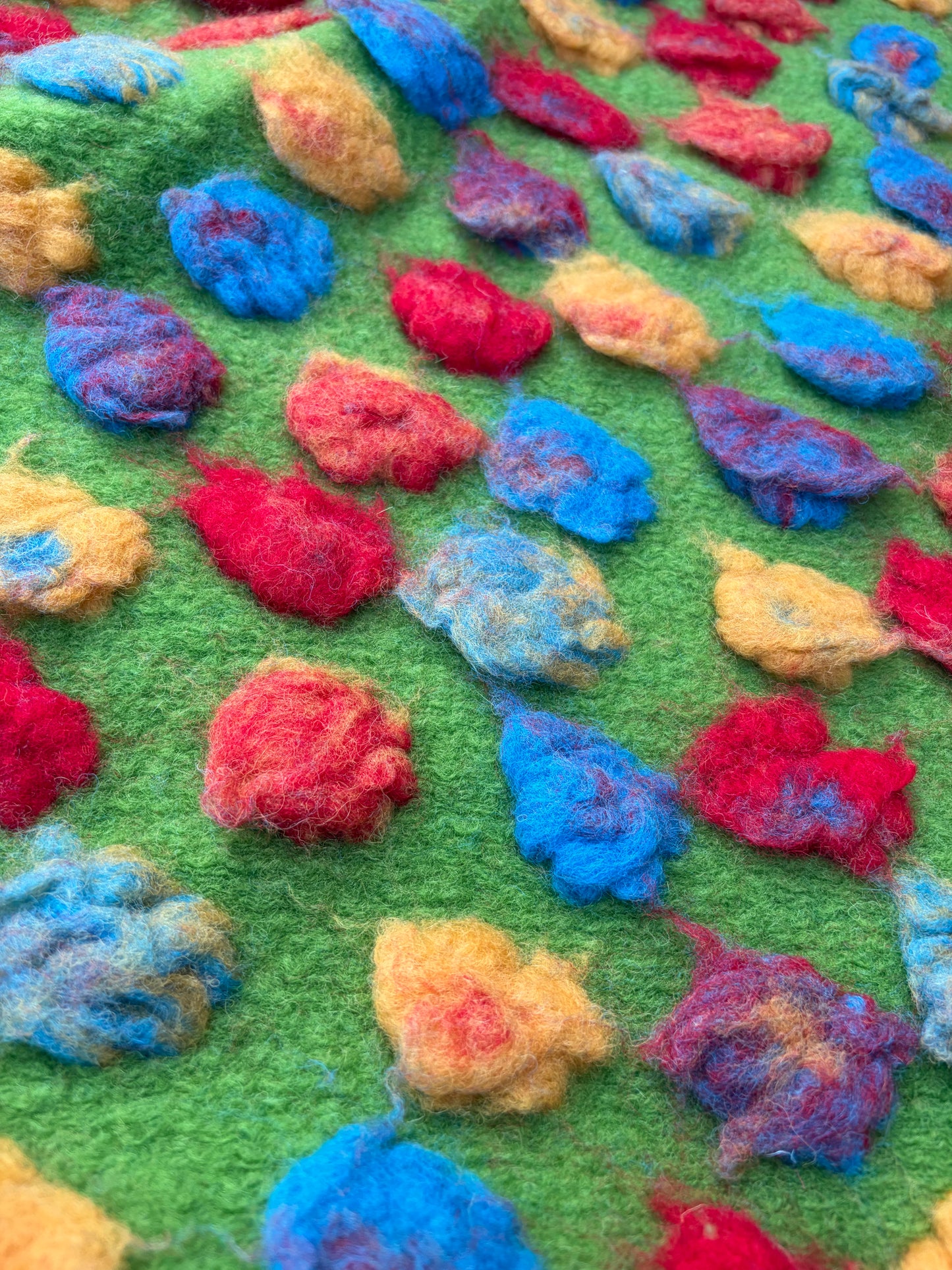 WILD WOOL 015 heavy boiled wool with applicated flower design