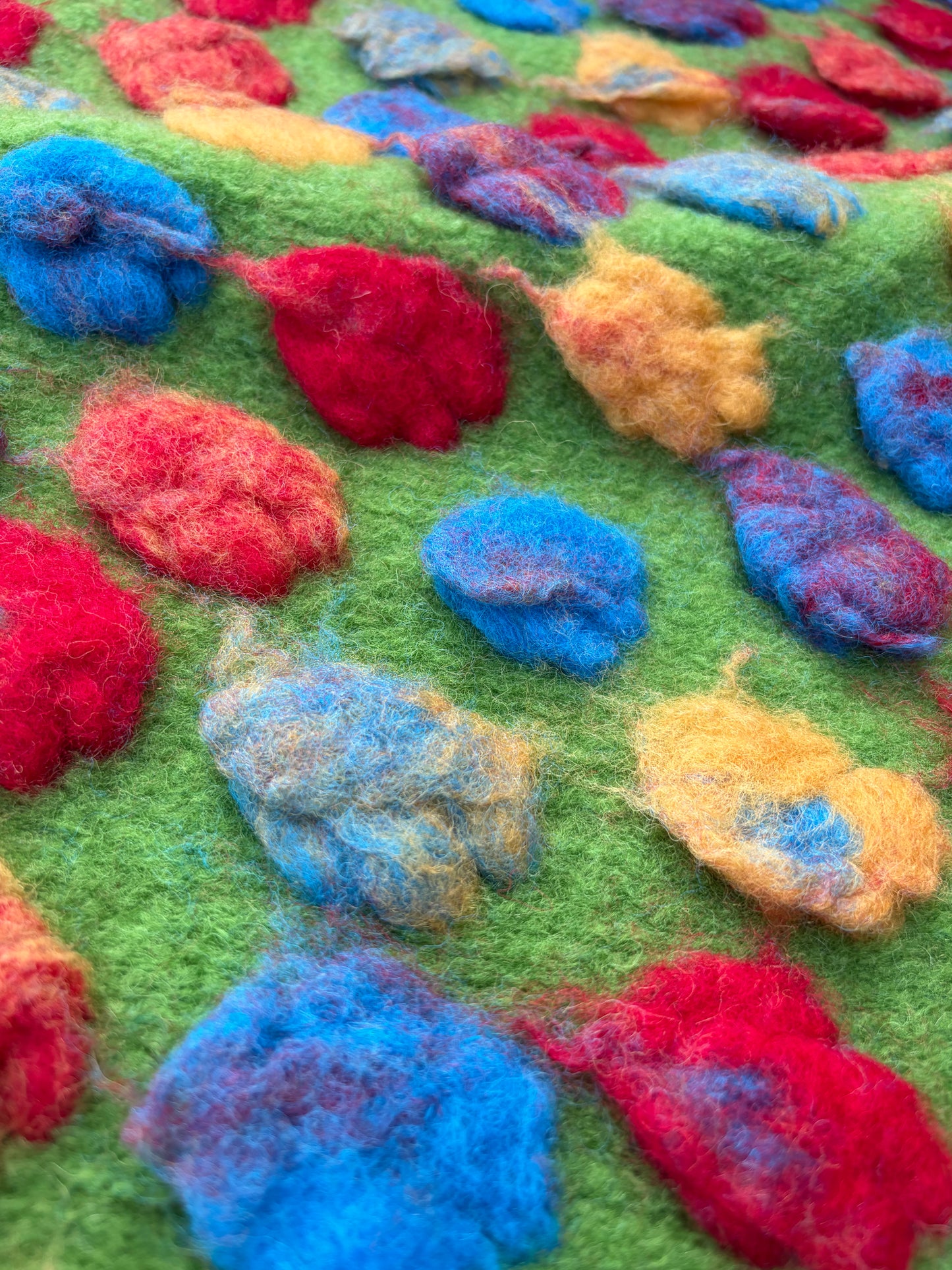 WILD WOOL 015 heavy boiled wool with applicated flower design
