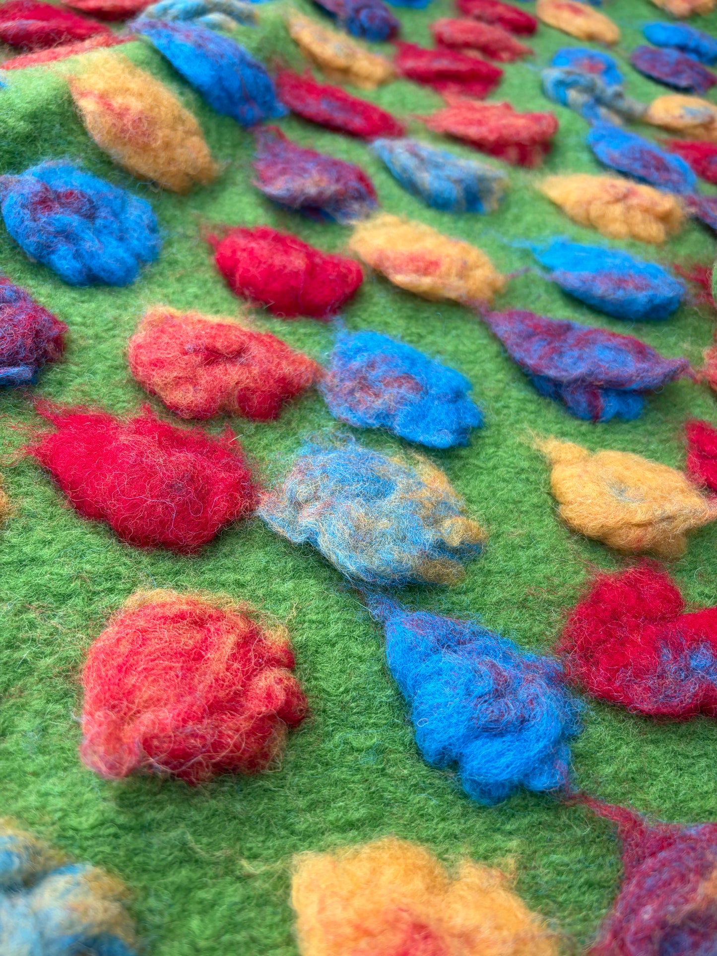 WILD WOOL 015 heavy boiled wool with applicated flower design