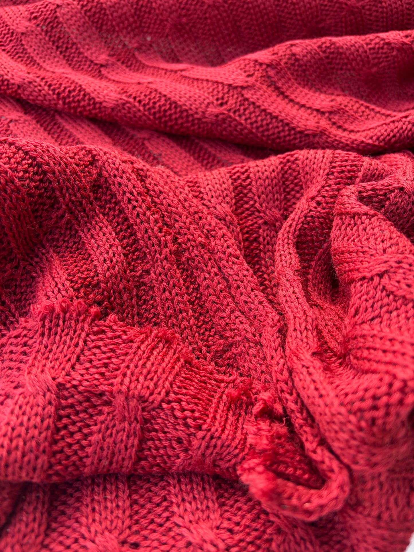 WILD WOOL 017  red cable jersey cotton/wool