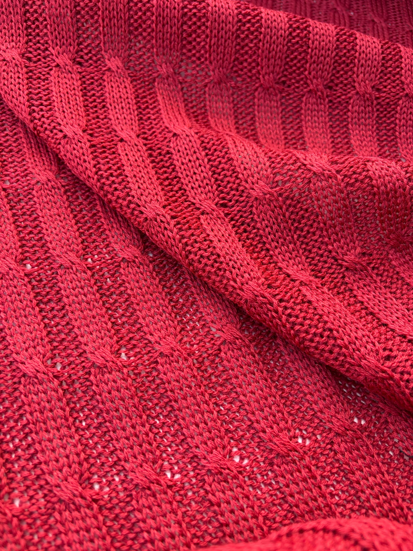 WILD WOOL 017  red cable jersey cotton/wool