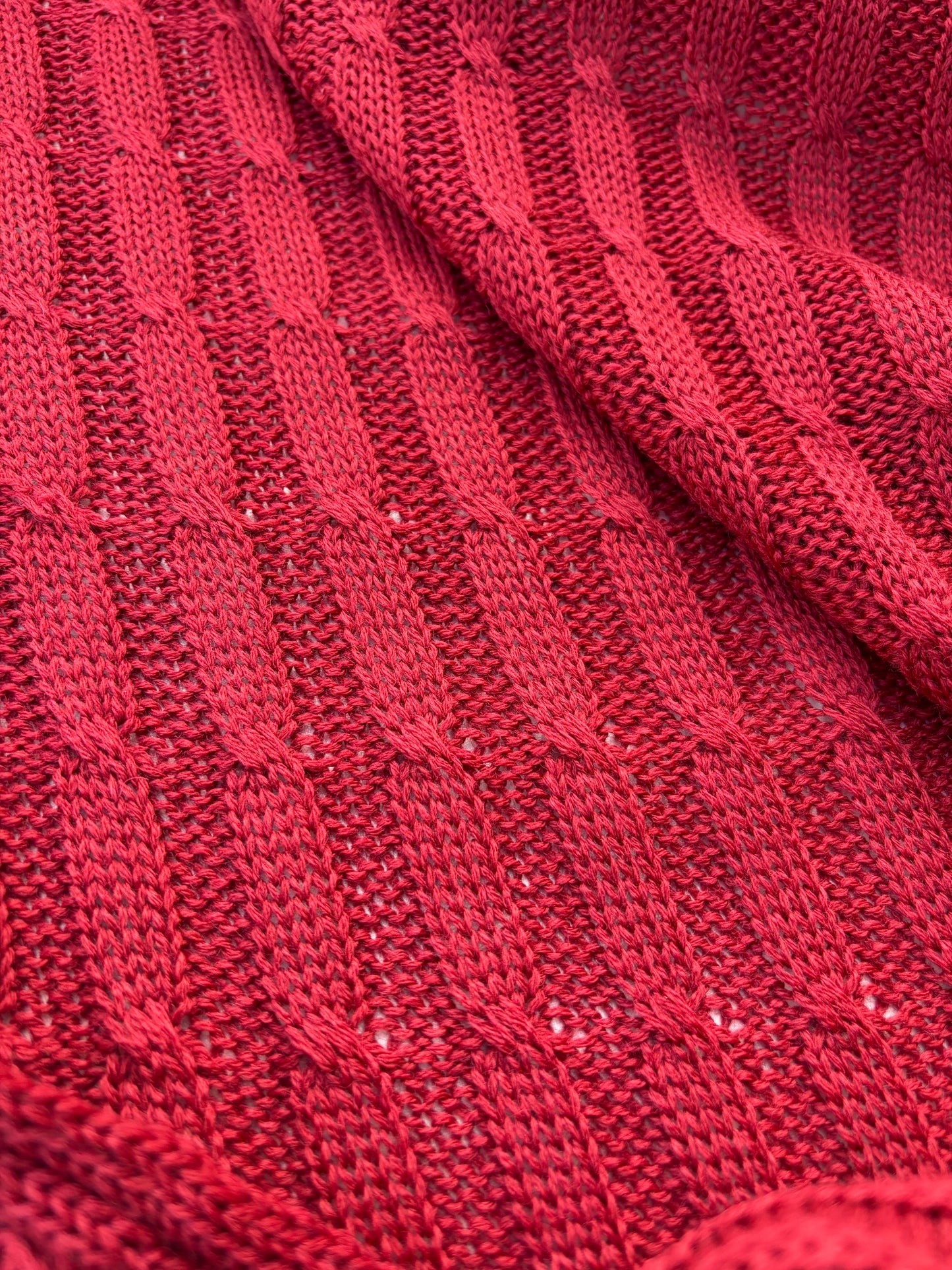 WILD WOOL 017  red cable jersey cotton/wool