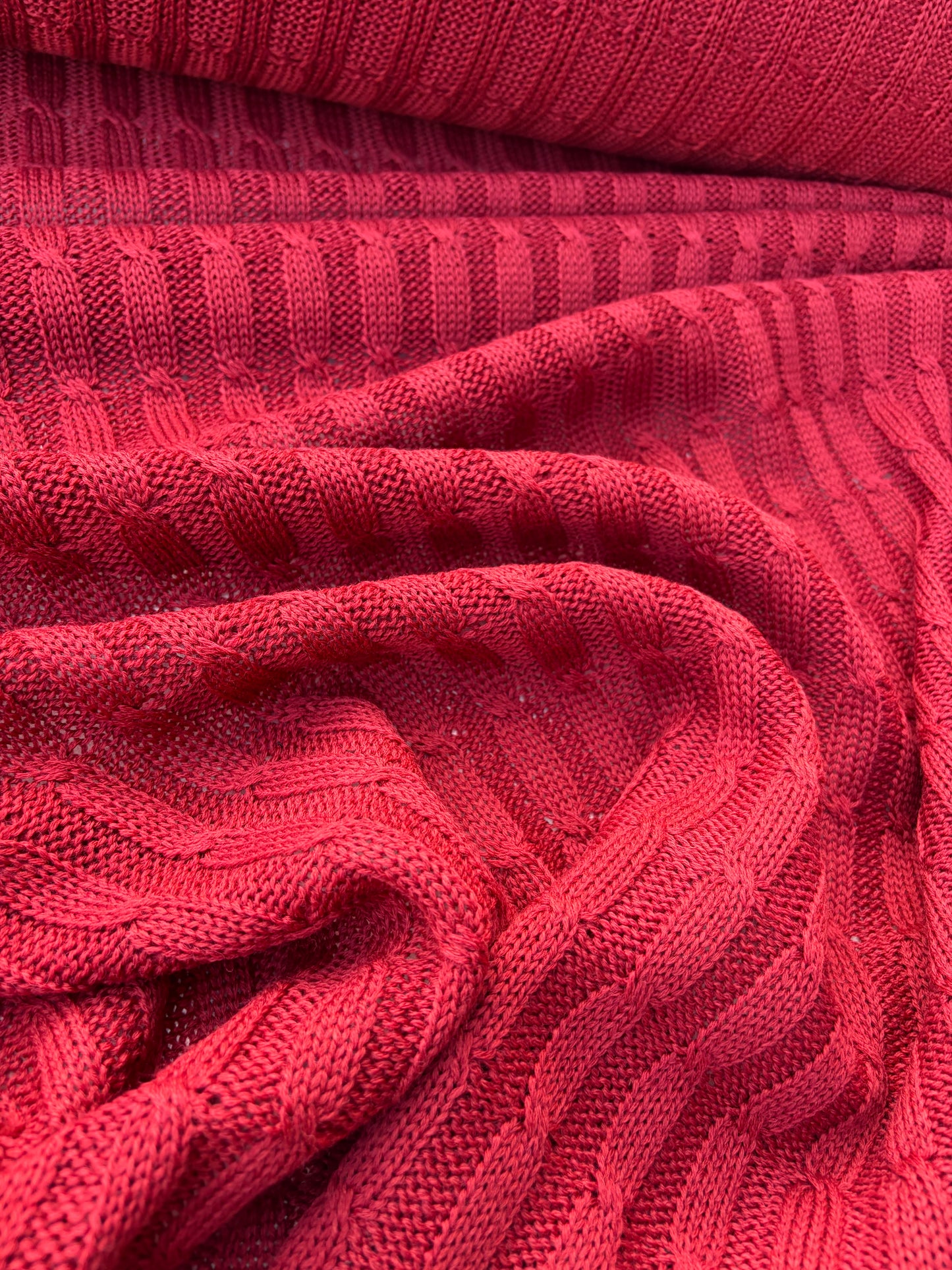 WILD WOOL 017  red cable jersey cotton/wool