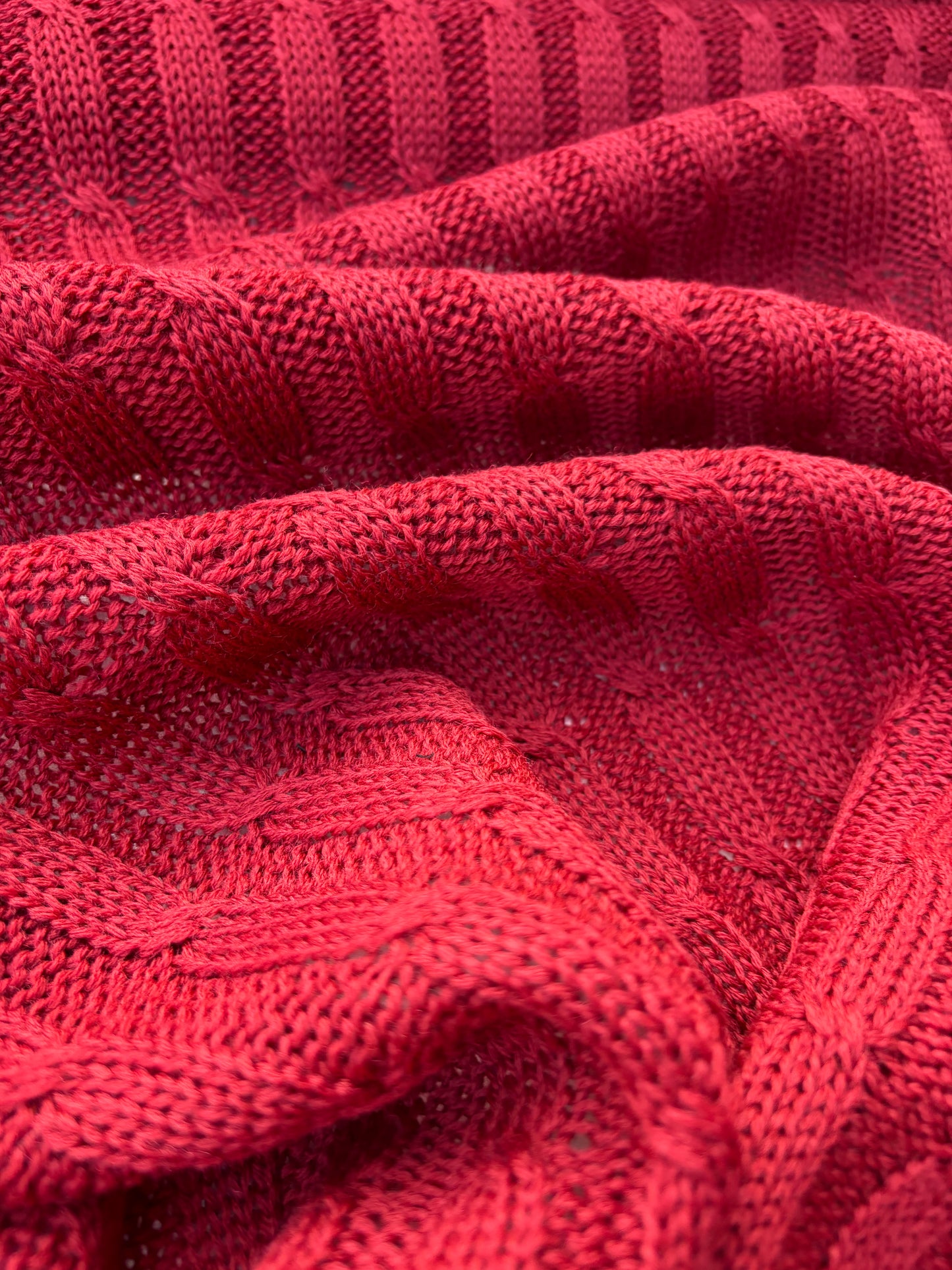 WILD WOOL 017  red cable jersey cotton/wool