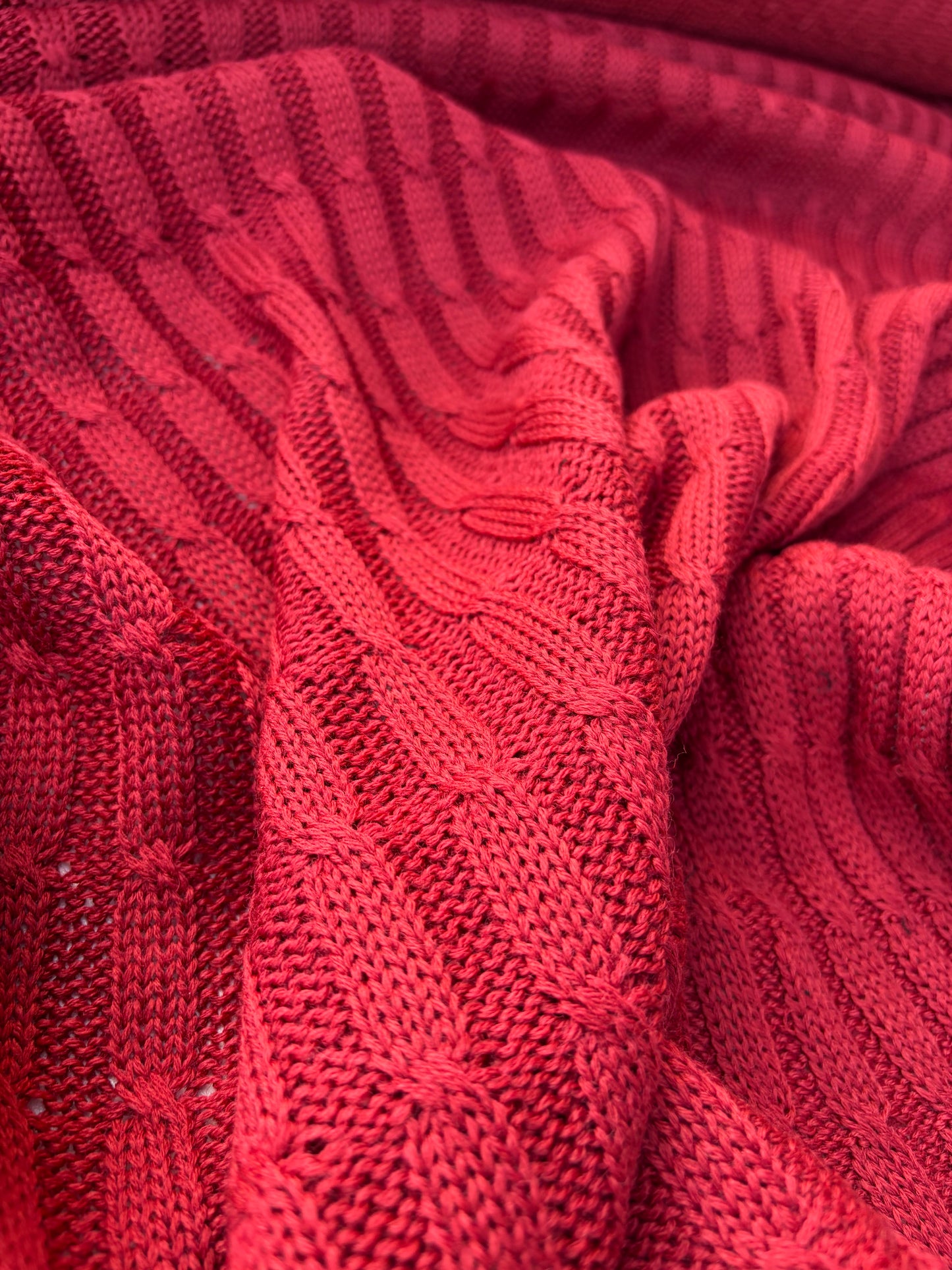 WILD WOOL 017  red cable jersey cotton/wool