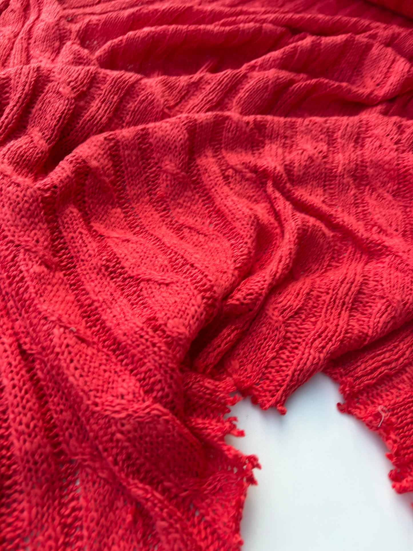 WILD WOOL 018  coralred cable jersey cotton/wool