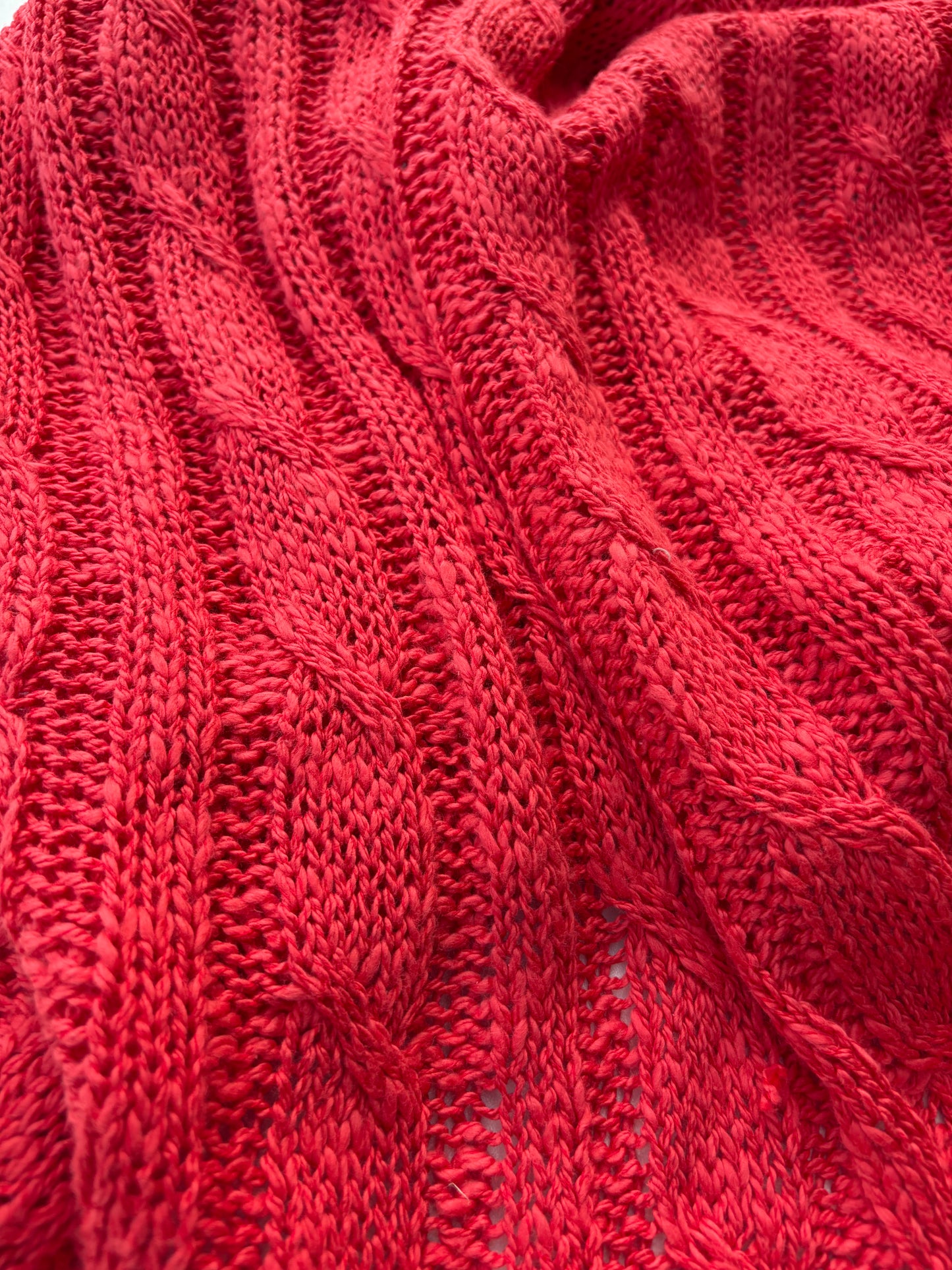 WILD WOOL 018  coralred cable jersey cotton/wool