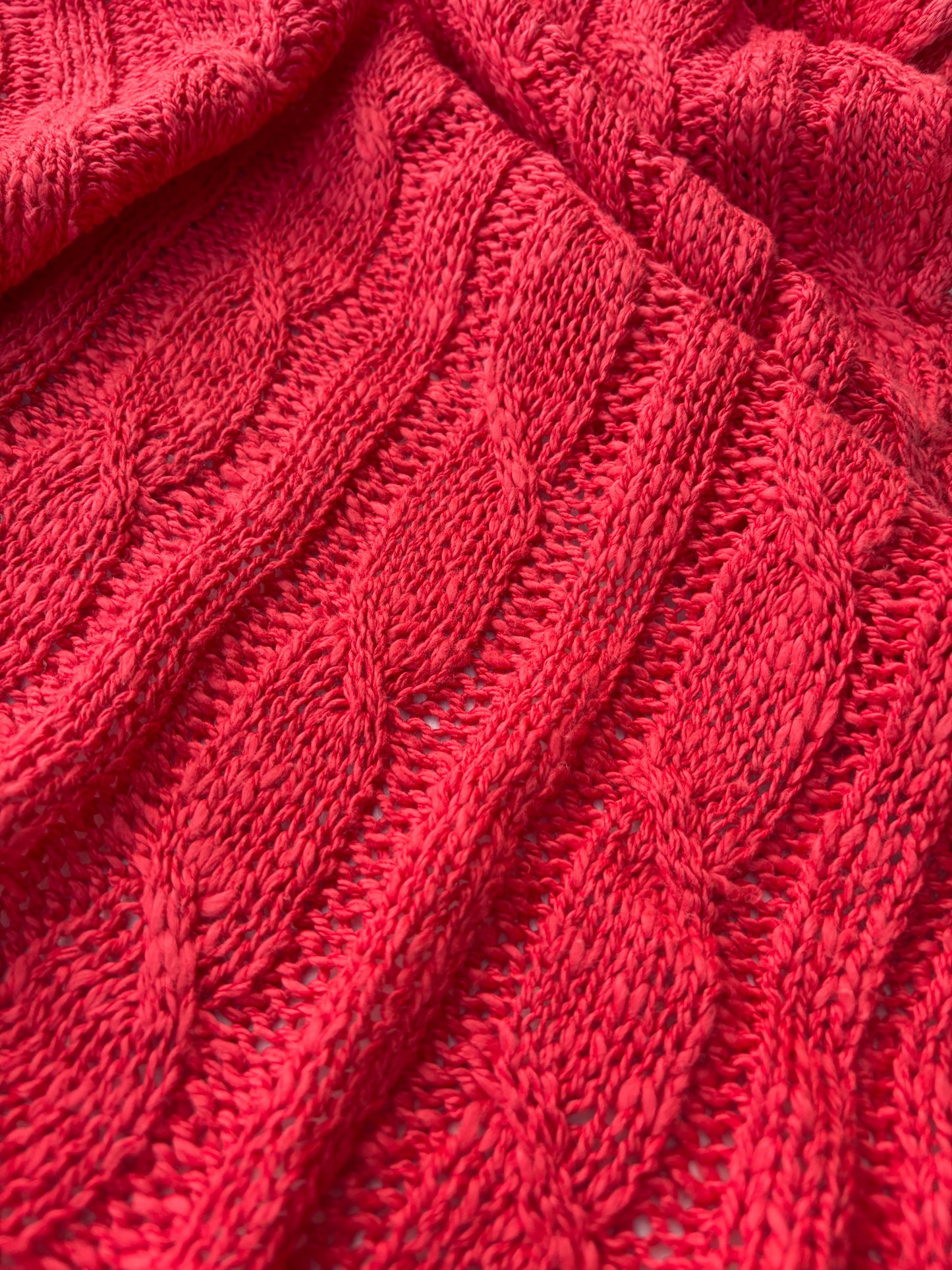 WILD WOOL 018  coralred cable jersey cotton/wool