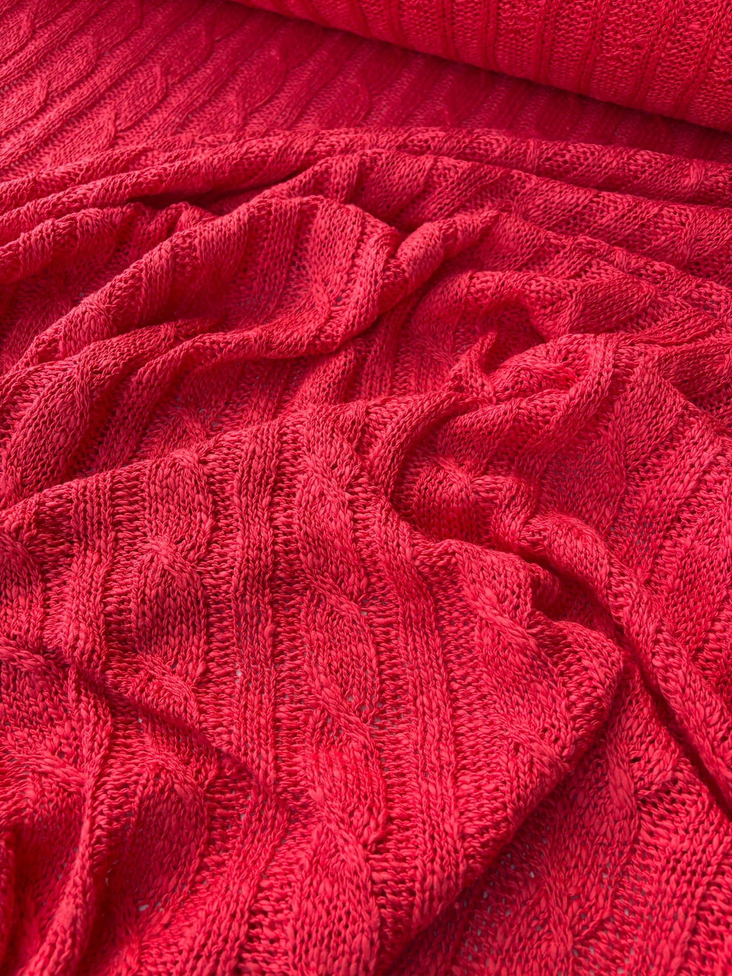 WILD WOOL 018  coralred cable jersey cotton/wool