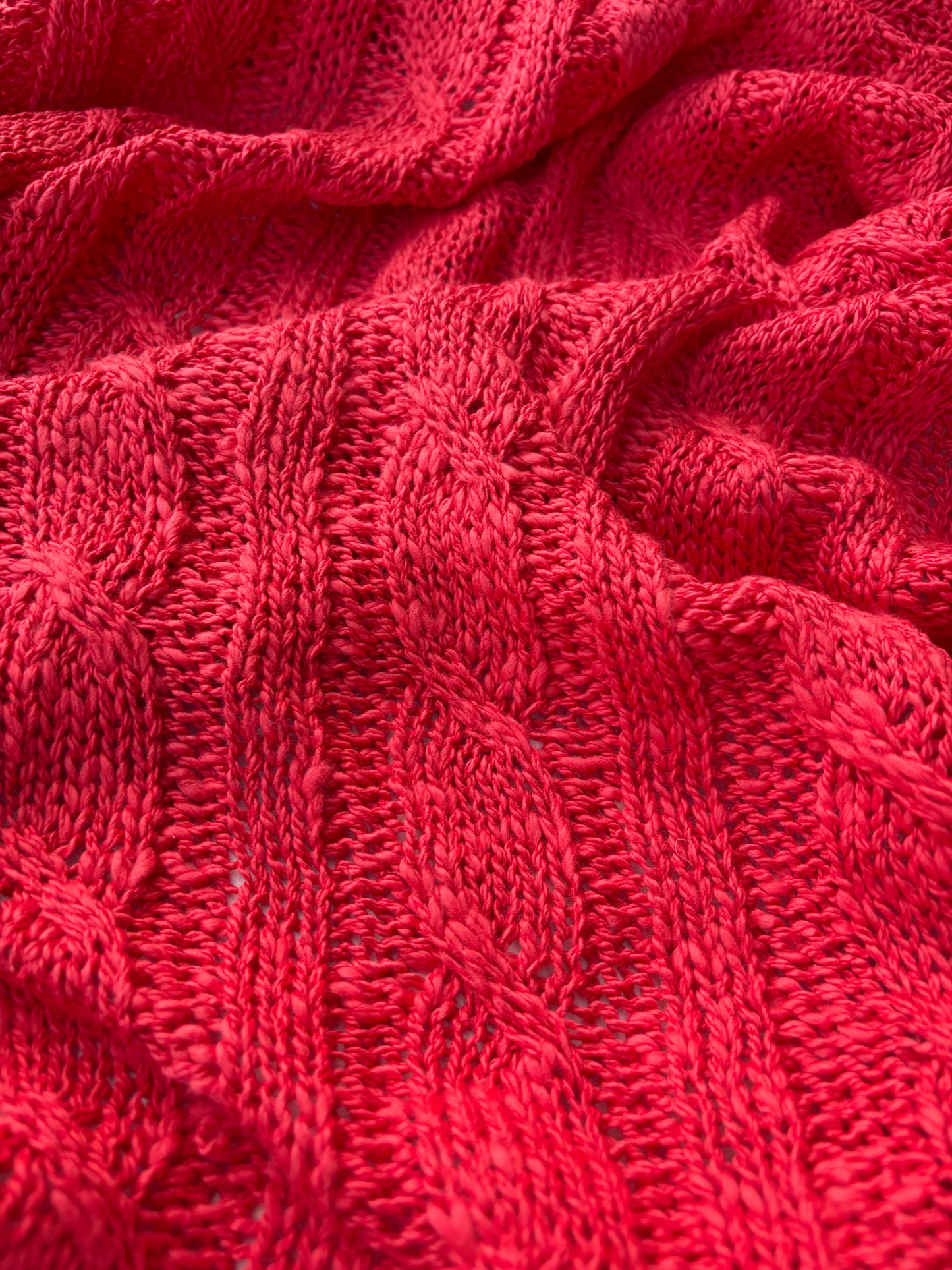 WILD WOOL 018  coralred cable jersey cotton/wool
