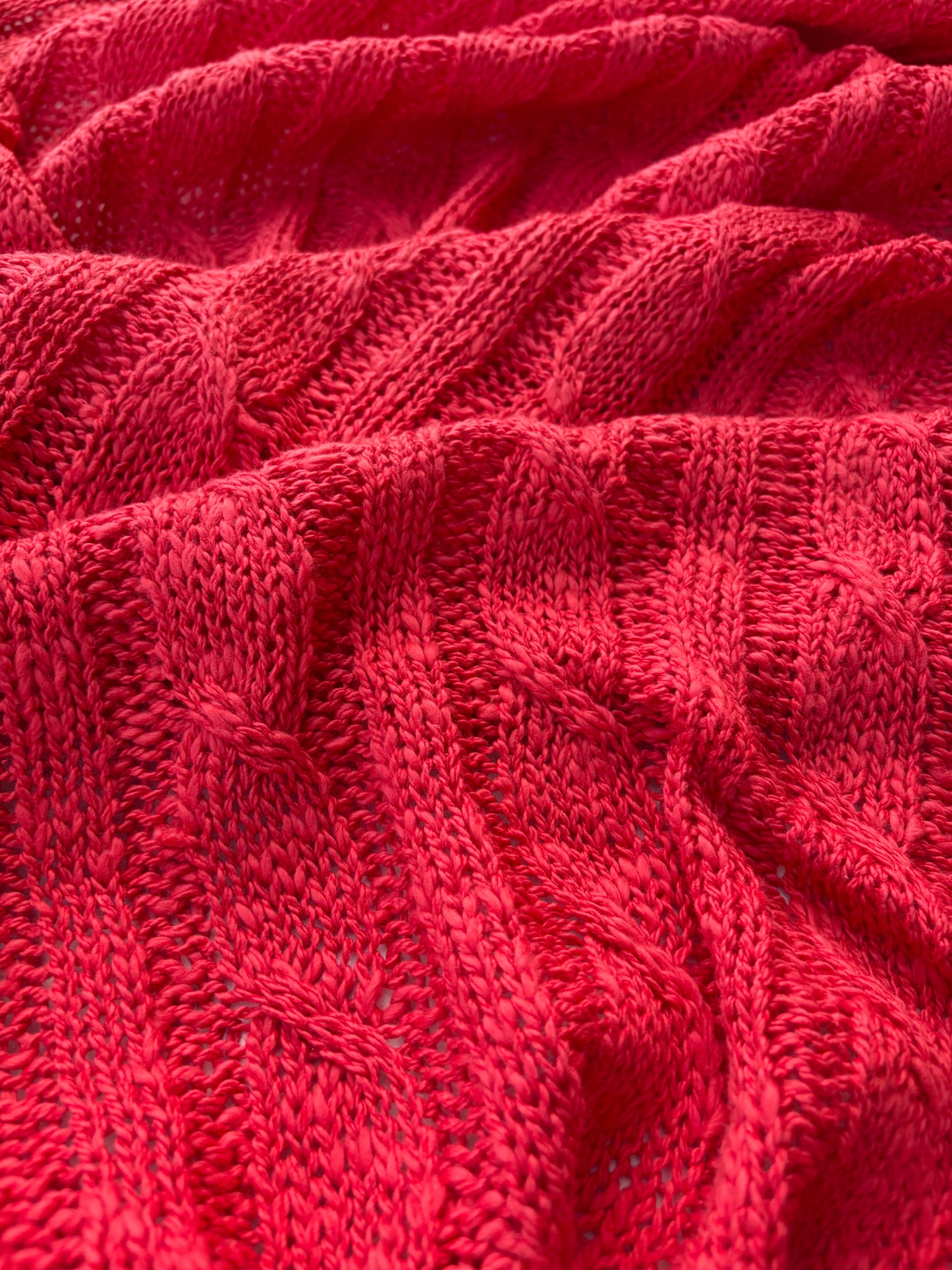 WILD WOOL 018  coralred cable jersey cotton/wool