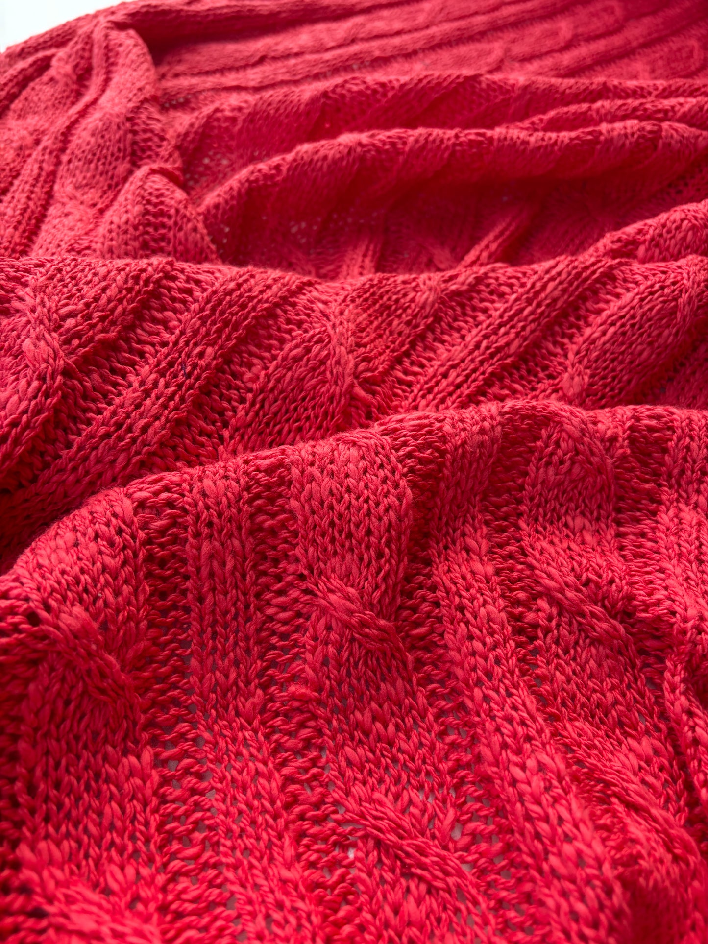 WILD WOOL 018  coralred cable jersey cotton/wool