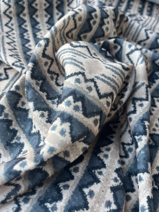 ATHENA 014 viscose fibrane digital stripe print beige/grey