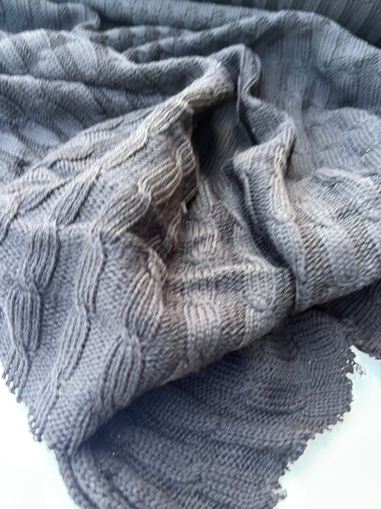 WILD WOOL 019  black cable jersey cotton/wool