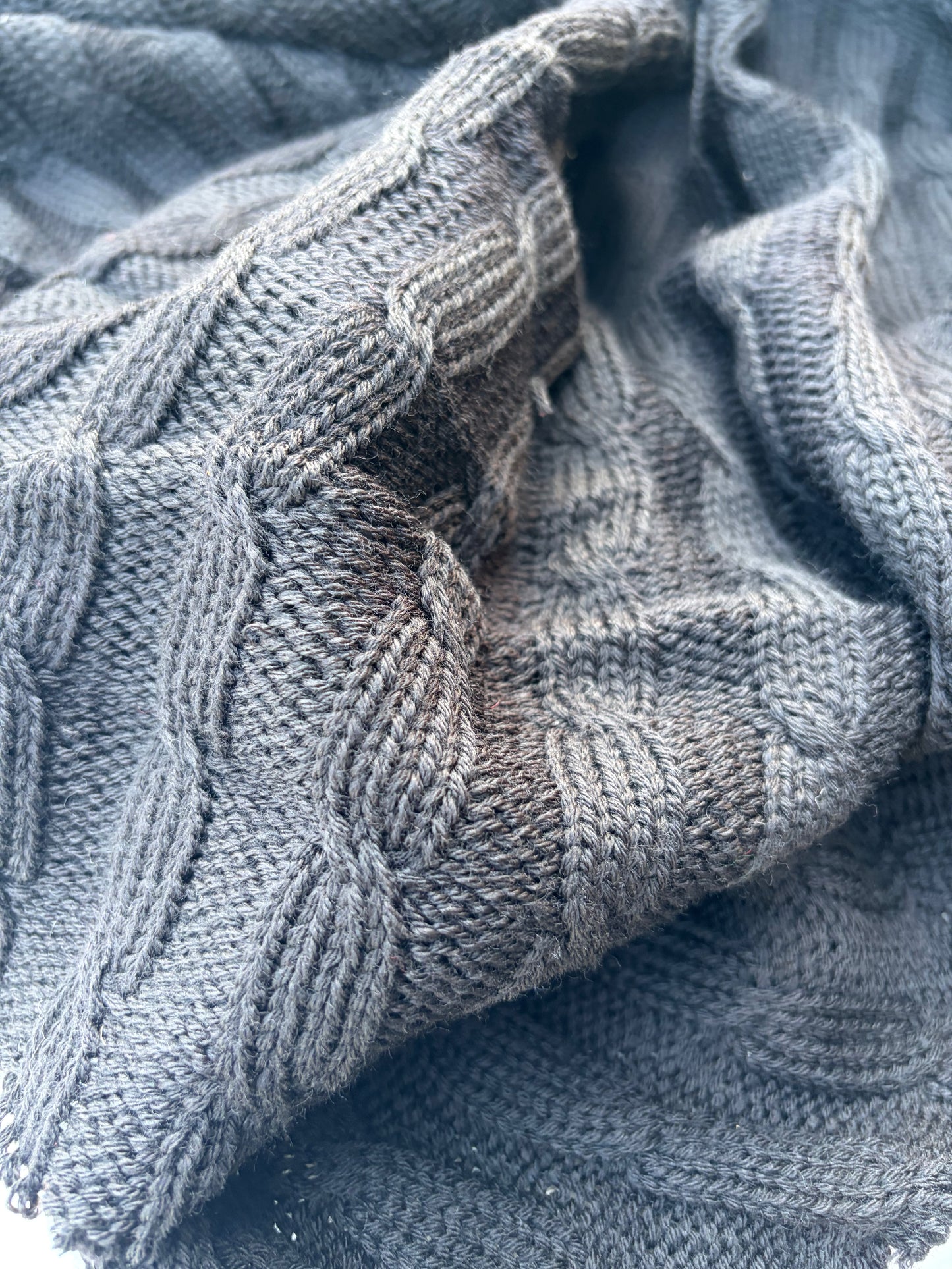 WILD WOOL 019  black cable jersey cotton/wool