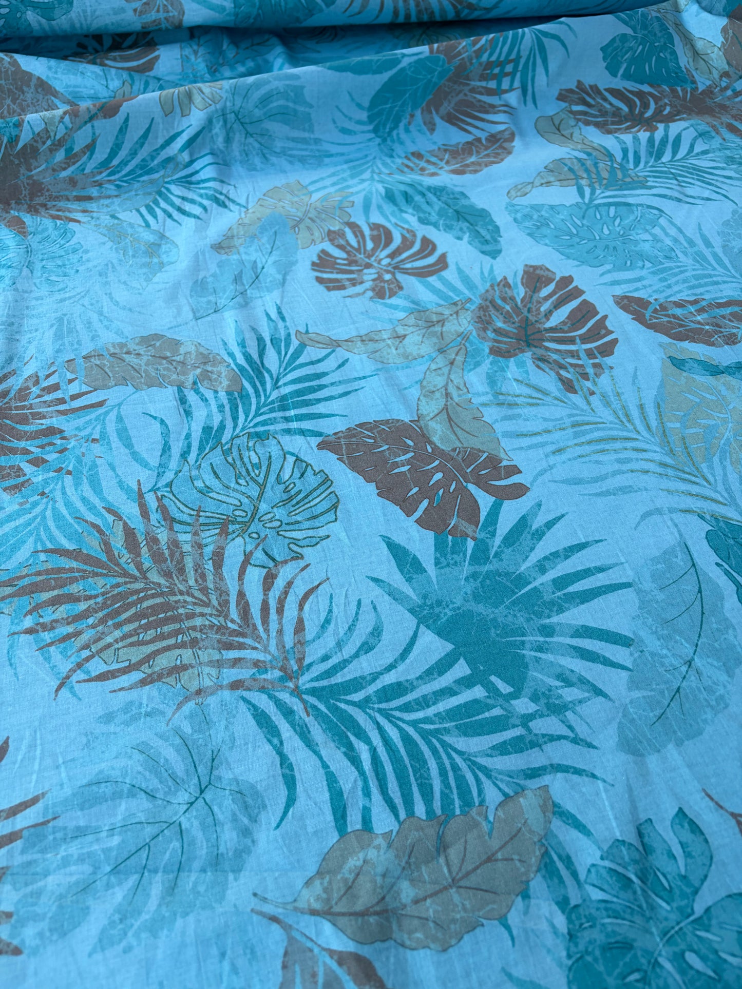 TINO 018 cotton poplin stretch aqua print