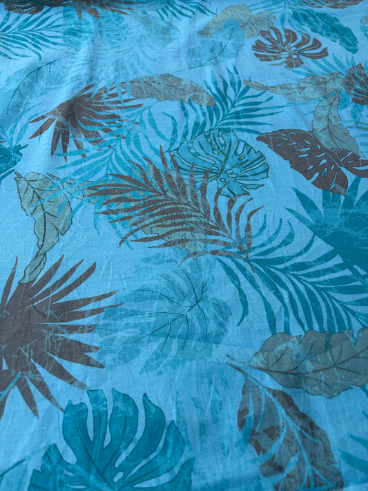 TINO 018 cotton poplin stretchaqua print