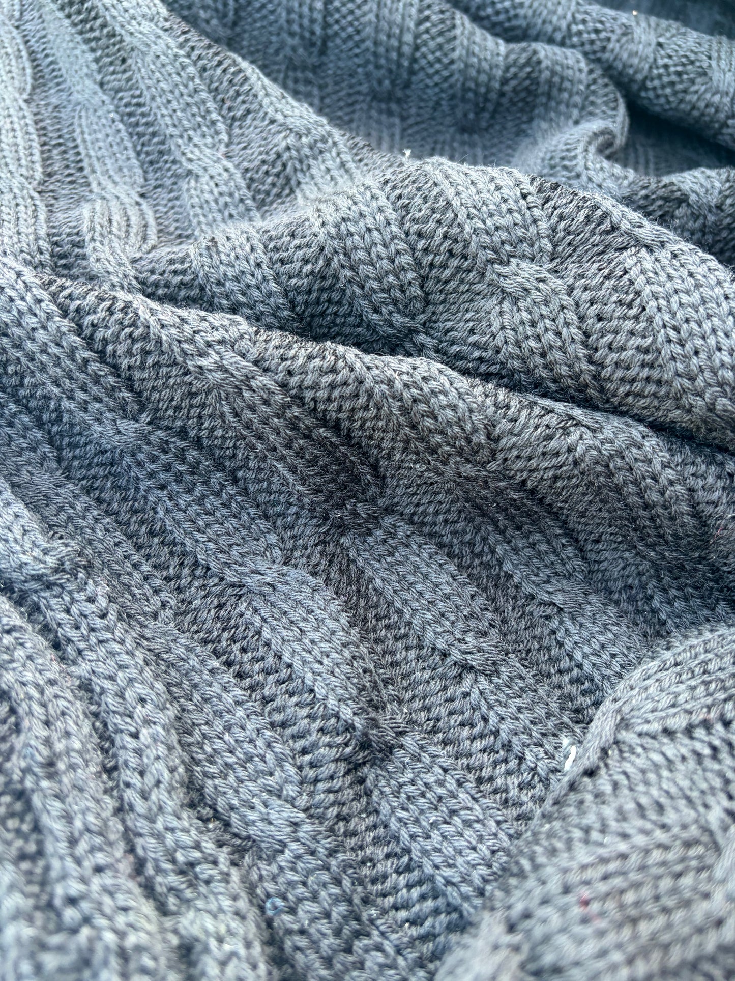 WILD WOOL 019  black cable jersey cotton/wool