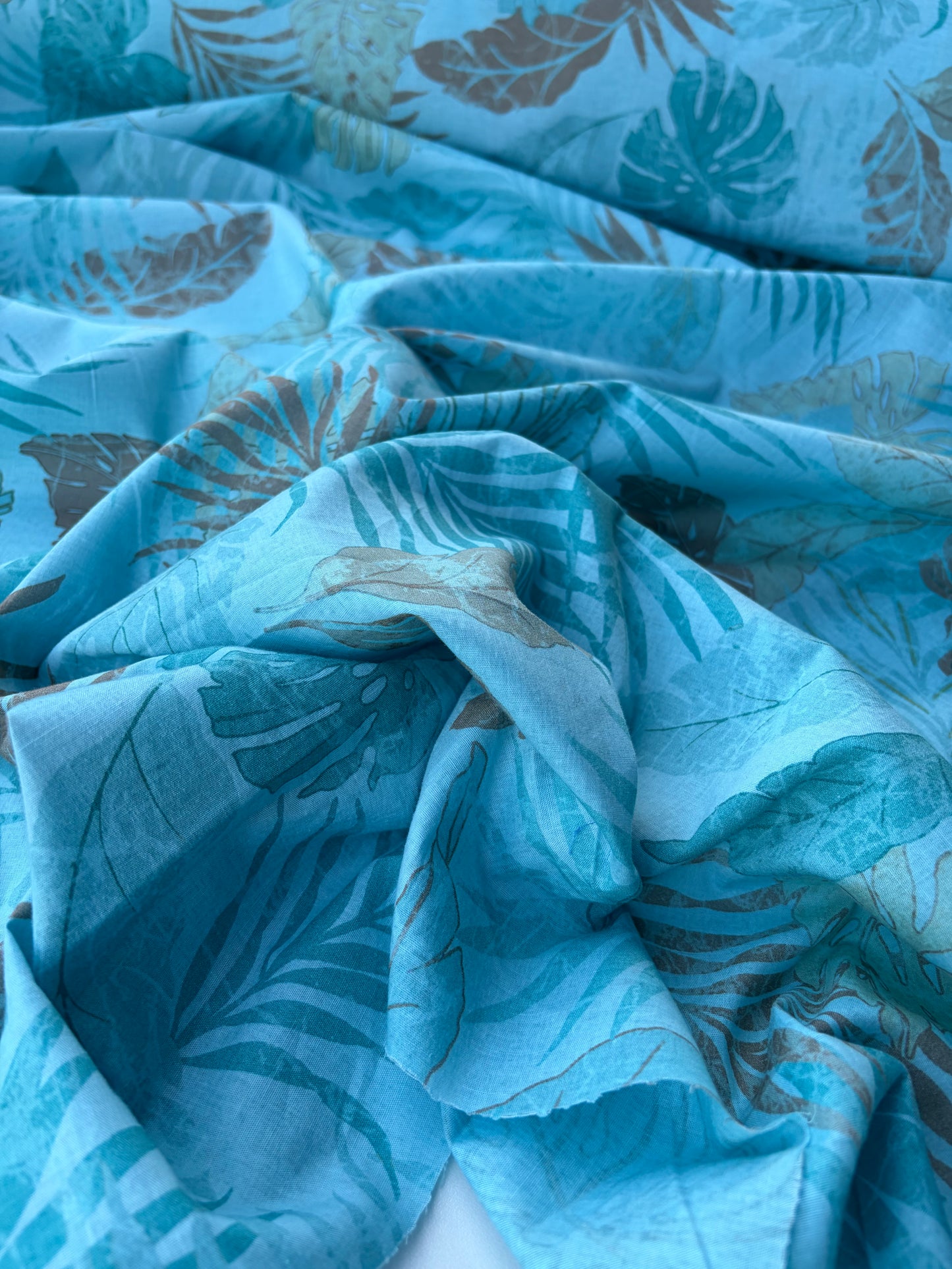 TINO 018 cotton poplin stretch aqua print