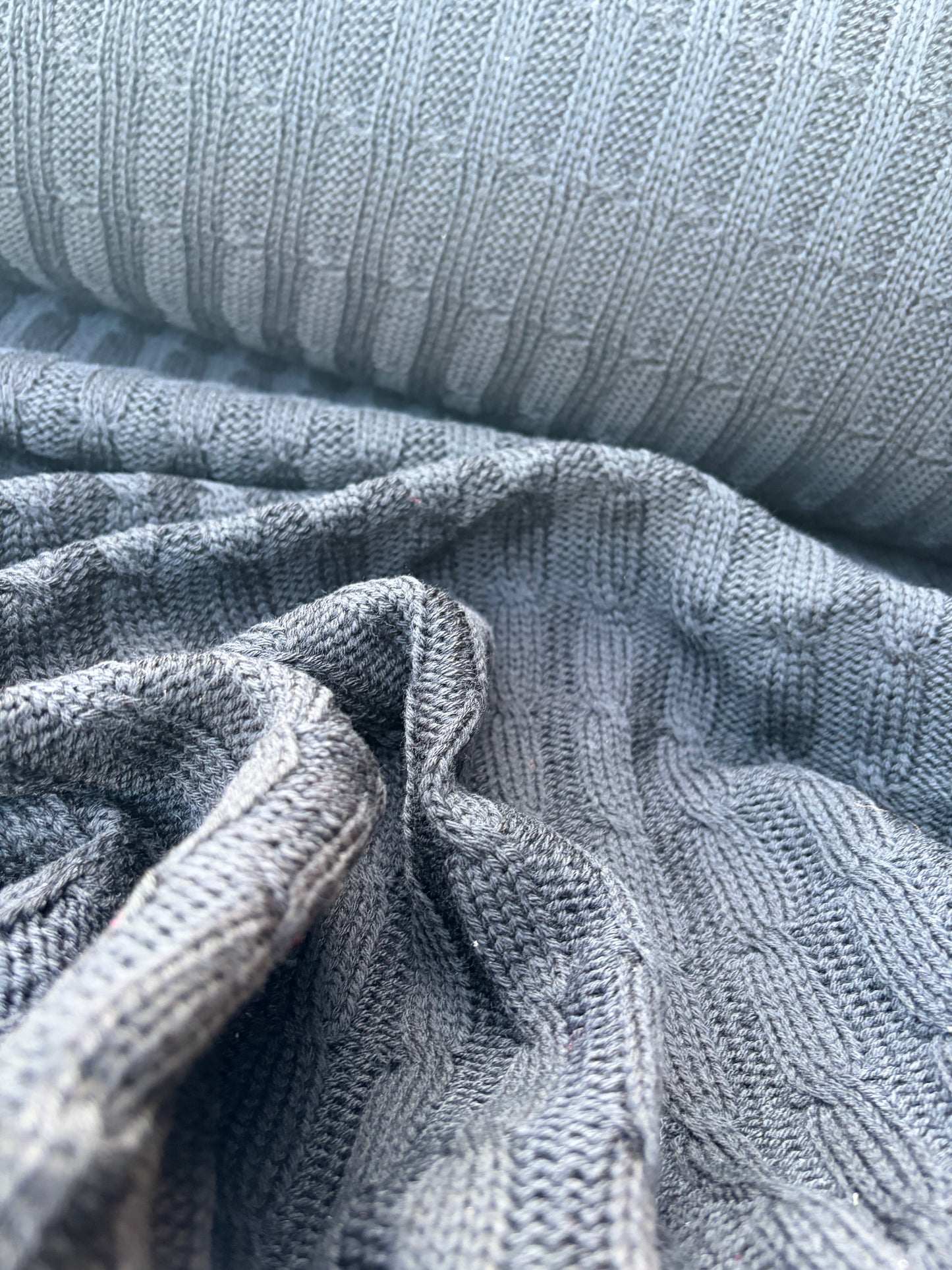 WILD WOOL 019  black cable jersey cotton/wool