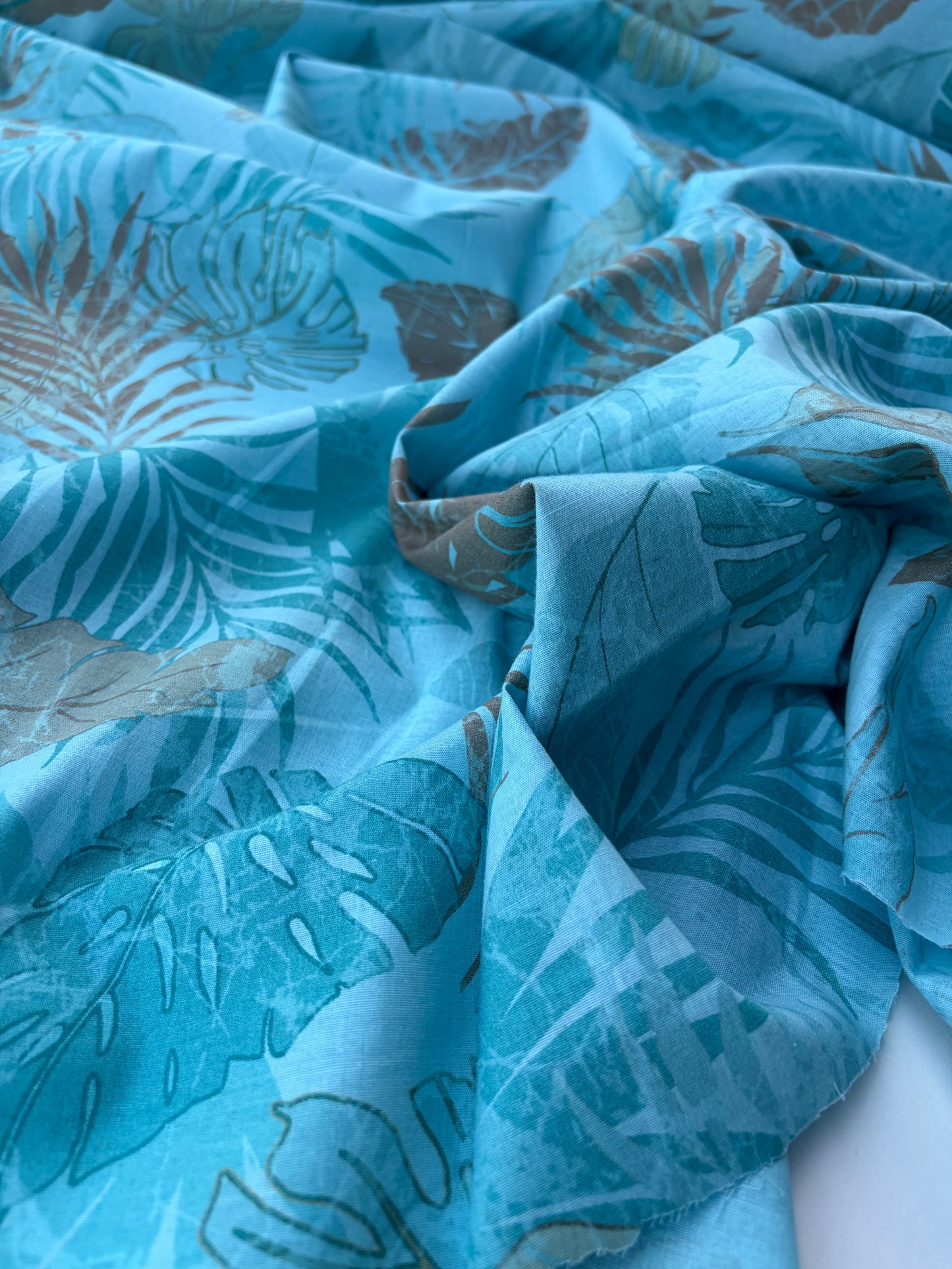 TINO 018 cotton poplin stretch aqua print