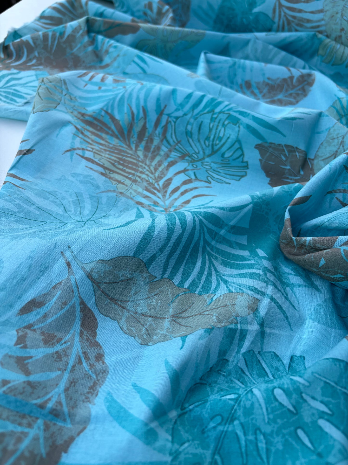 TINO 018 cotton poplin stretch aqua print