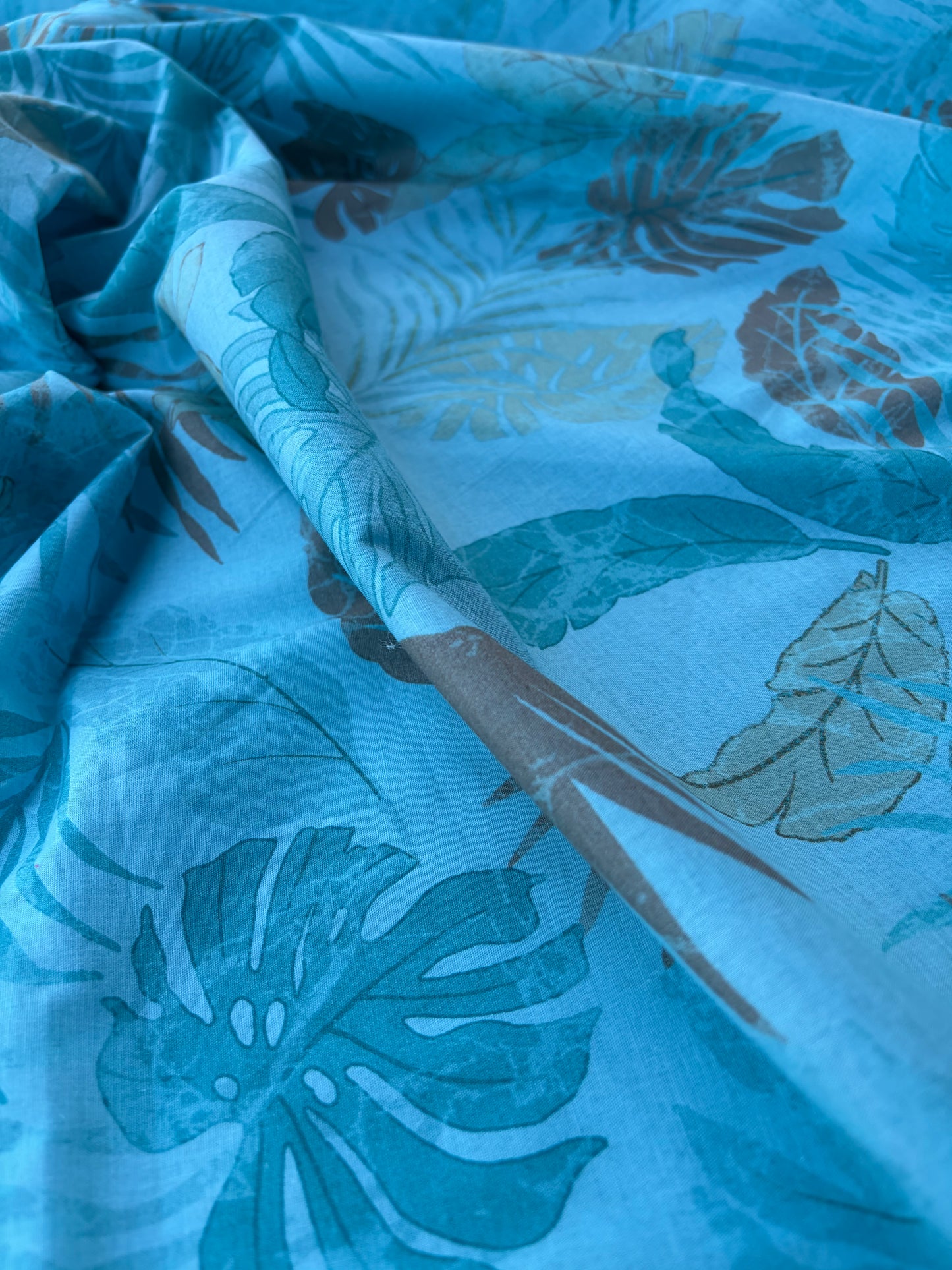 TINO 018 cotton poplin stretch aqua print