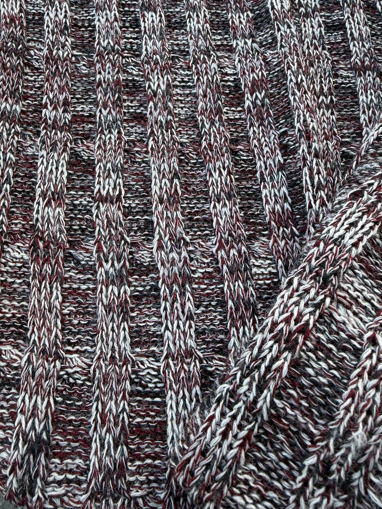 WILD WOOL 020  black/grey mélange cable jersey cotton/wool