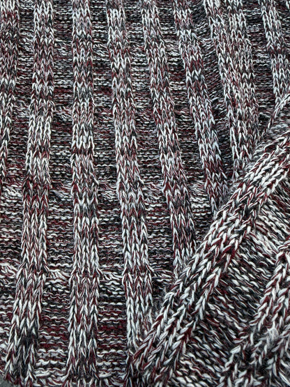 PC WILD WOOL 020  black/grey mélange cable jersey cotton/wool