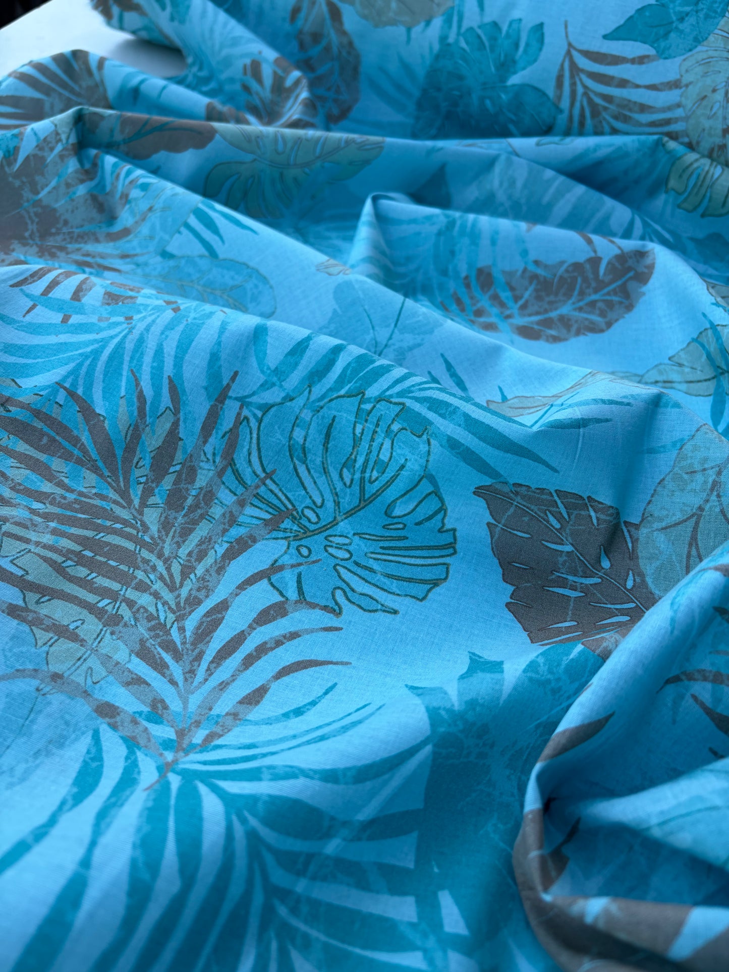 TINO 018 cotton poplin stretch aqua print