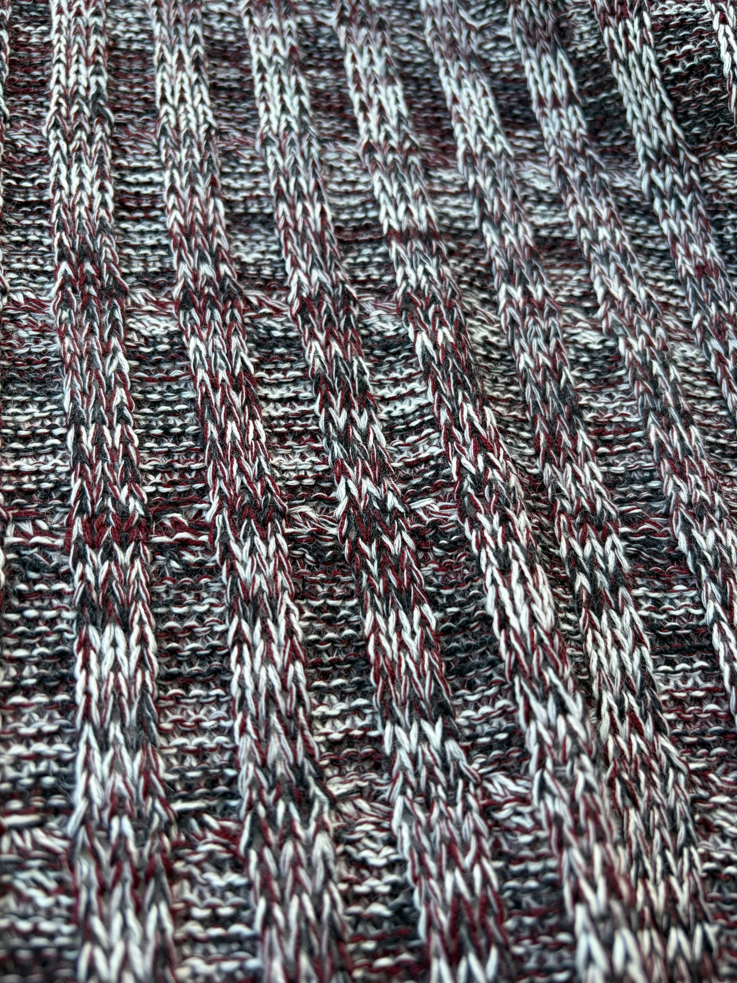 WILD WOOL 020  black/grey mélange cable jersey cotton/wool