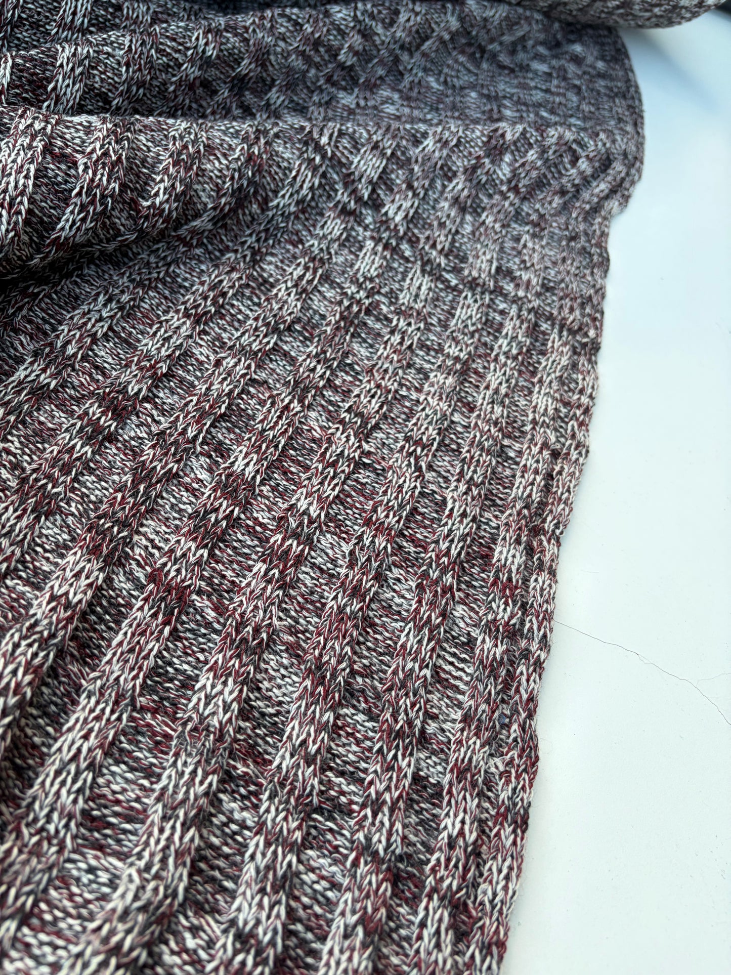 WILD WOOL 020  black/grey mélange cable jersey cotton/wool
