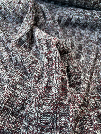 PC WILD WOOL 020  black/grey mélange cable jersey cotton/wool