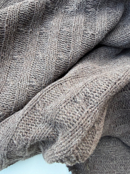 WILD WOOL 021  chocolate cable jersey cotton/wool