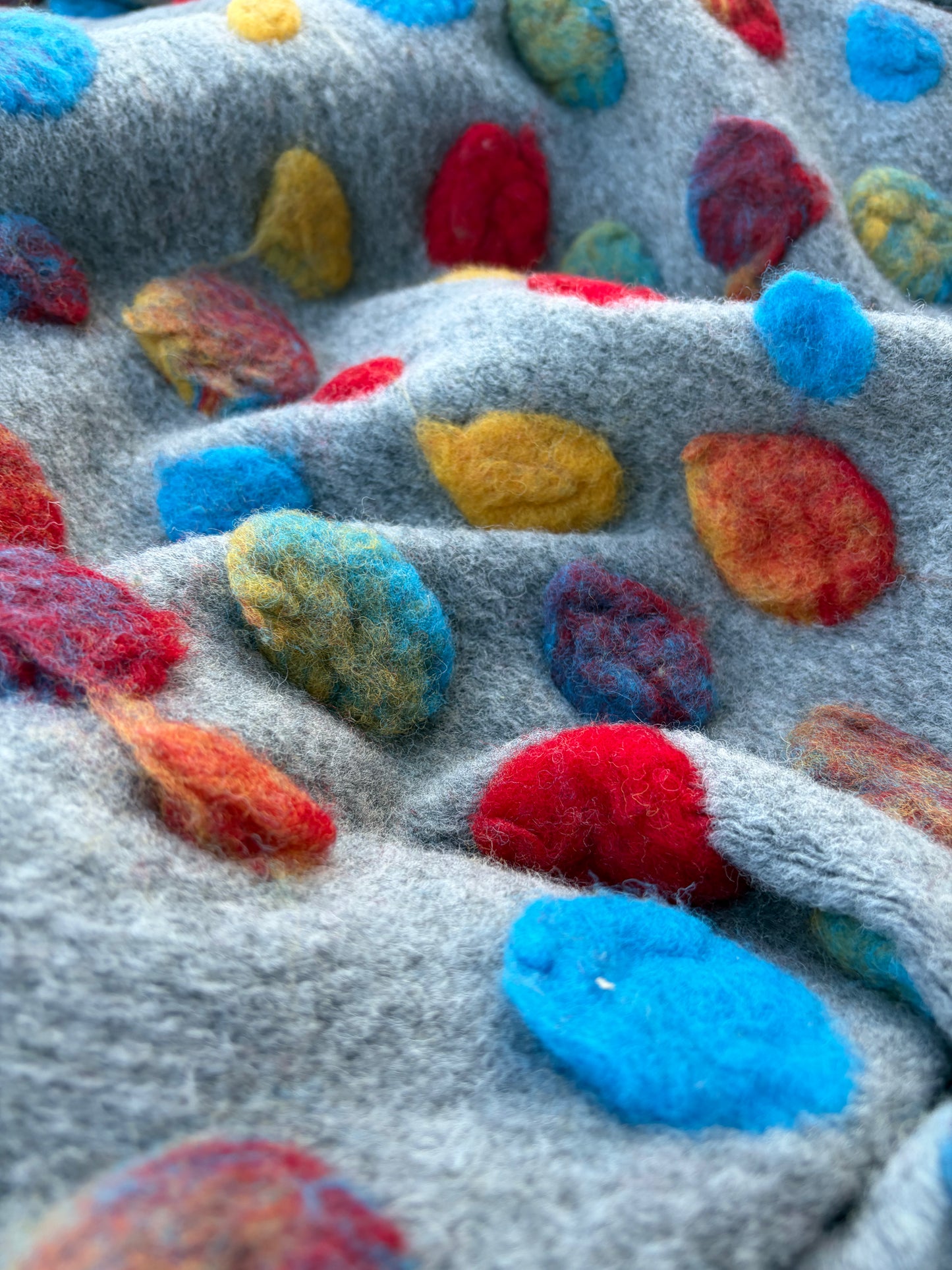WILD WOOL 023 heavy boiled wool with applicated flower design