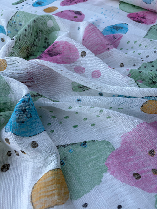 TINO 021 cotton gaze stripes printed