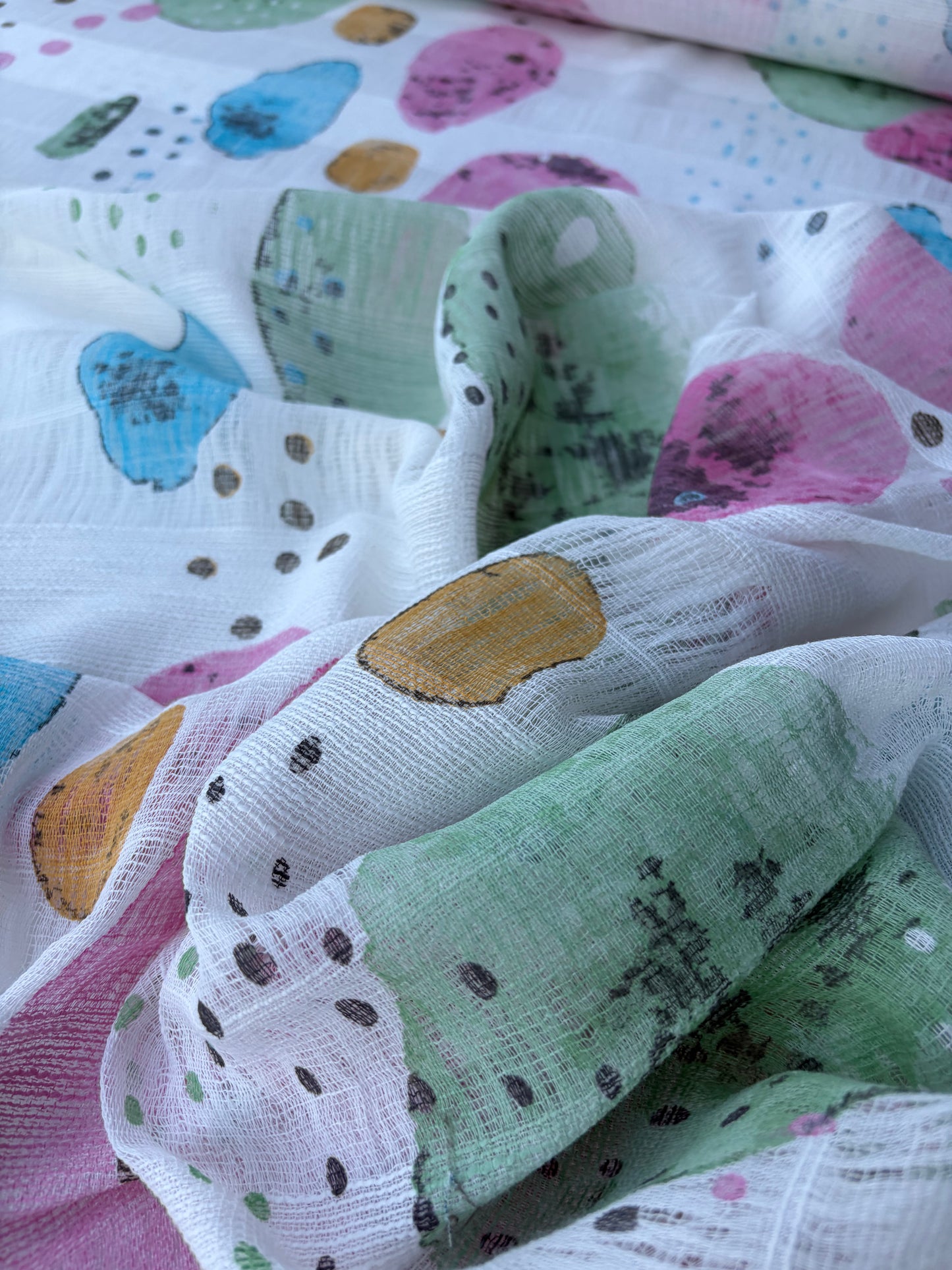 TINO 021 cotton gaze stripes printed