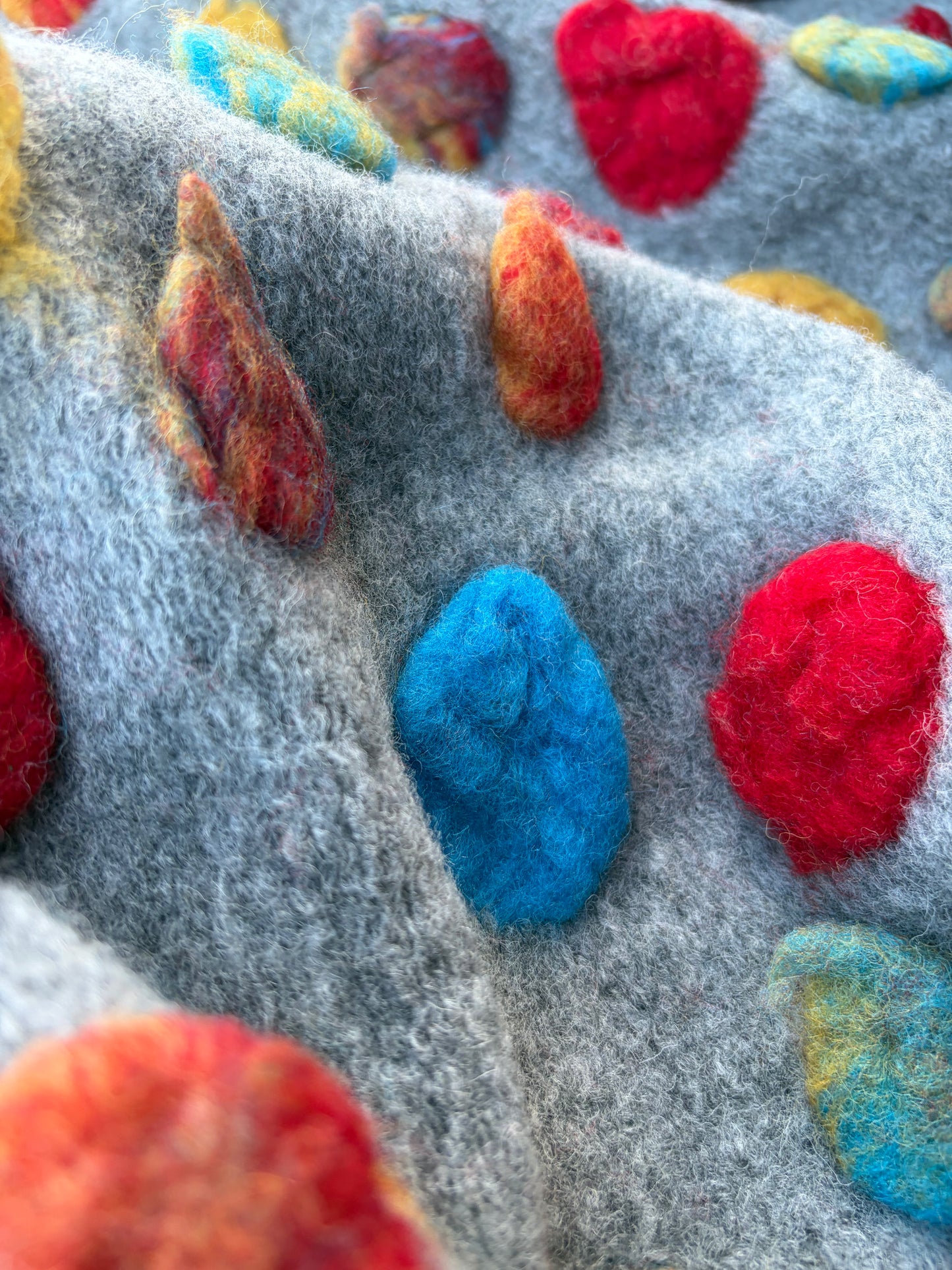 WILD WOOL 023 heavy boiled wool with applicated flower design